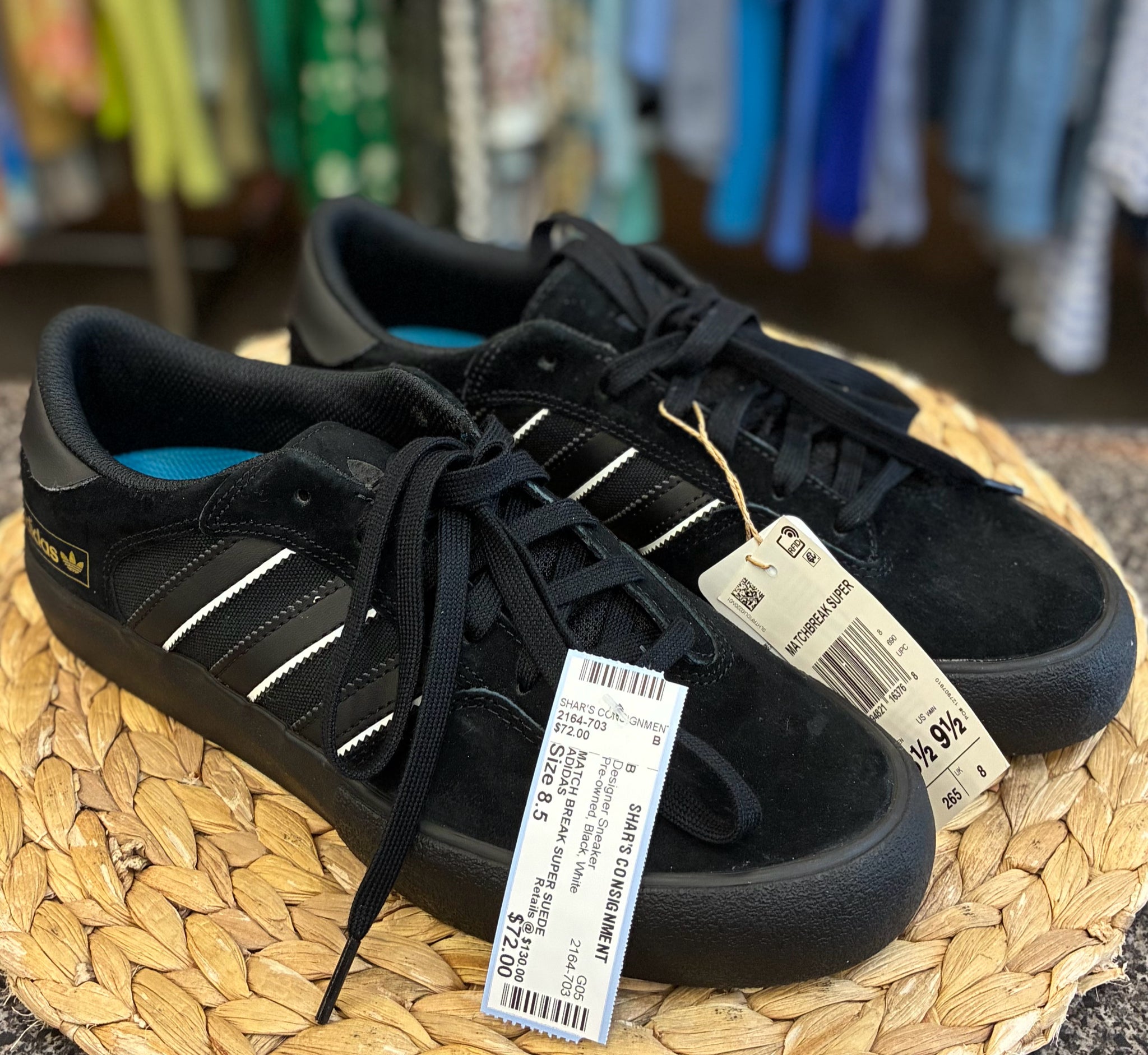 Pre-owned ADIDAS Black White Size 8.5 Designer Sneaker