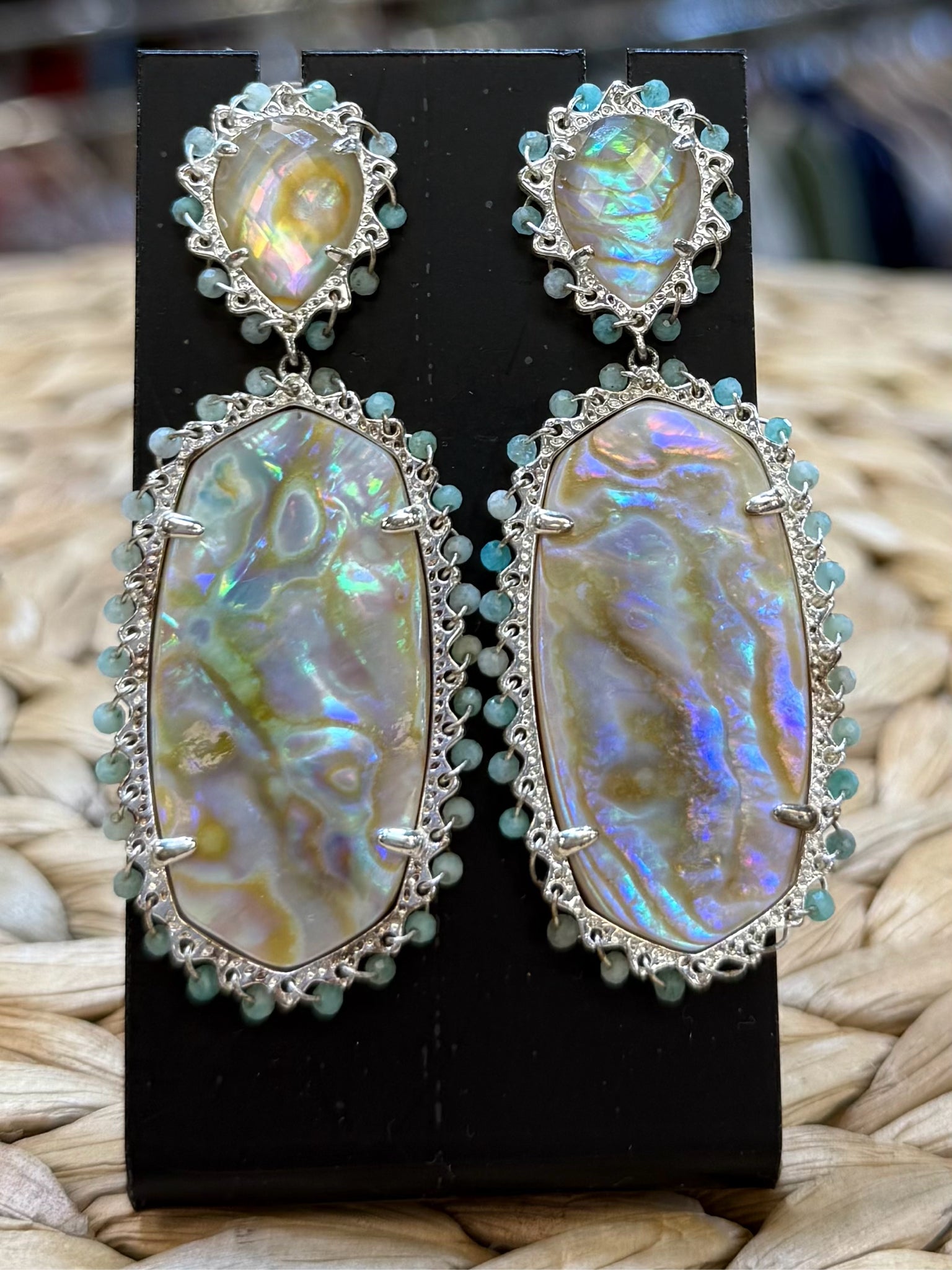 Pre-owned KENDRA SCOTT Silver ALBALONE Designer Earring