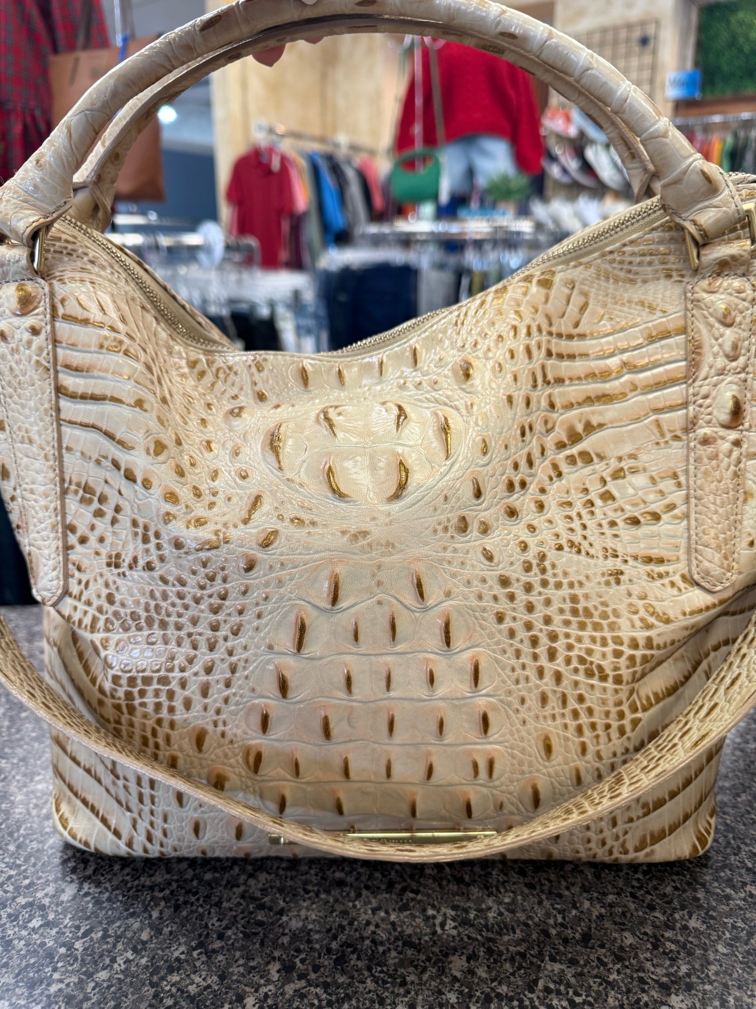 Pre-owned BRAHMIN Off white Animal Crossbody Designer Purse