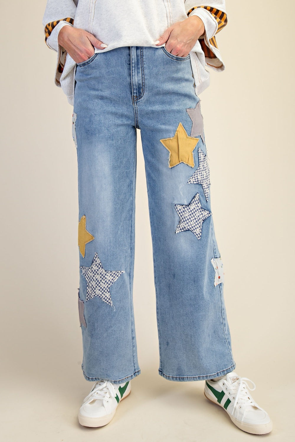 New EASEL Blue Yellow Trim Size: S Jean