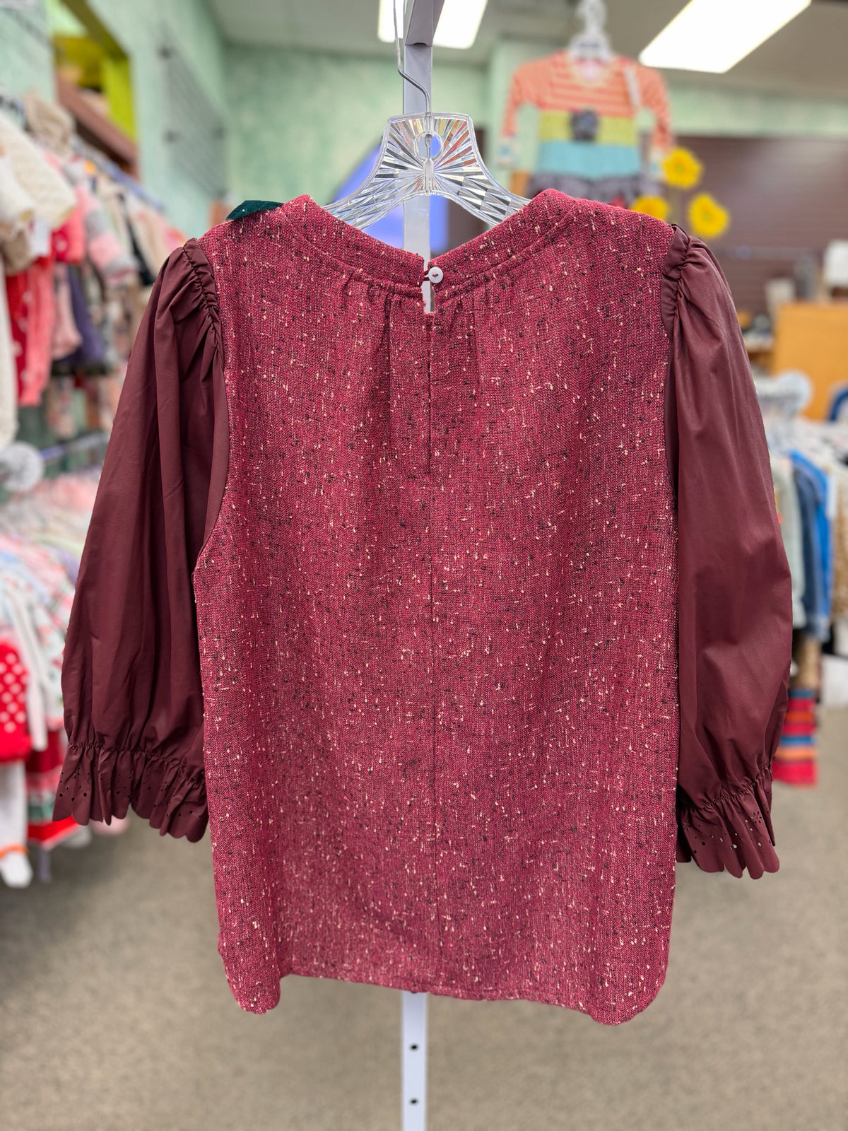 Pre-owned voy Wine Wine Blend Size: L Quarter Sleeve Blouse