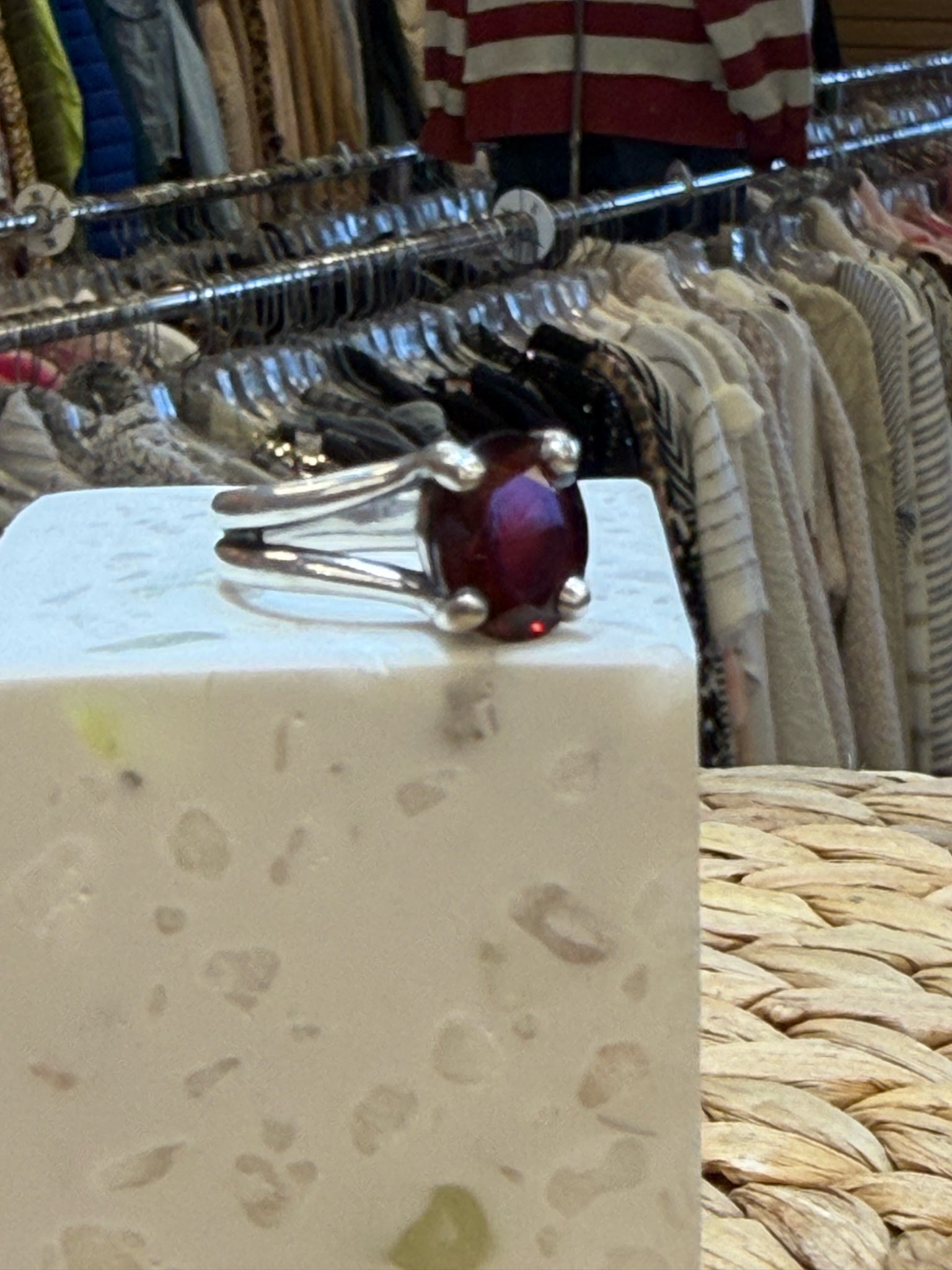 Pre-owned JAMES AVERY Red Silver Ring Size 7 Designer Ring