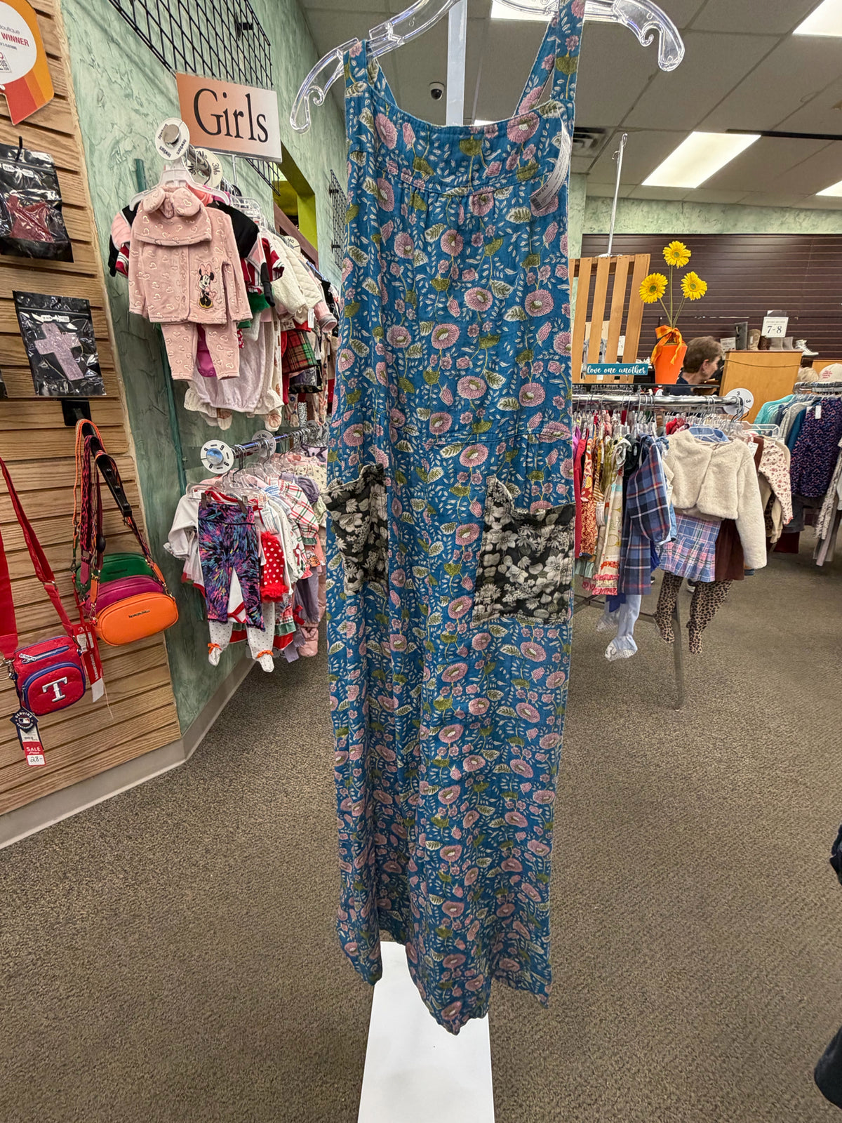 Pre-owned NATURAL LIFE Teal Pink Floral Size 12 Sleeveless Pants Jumper