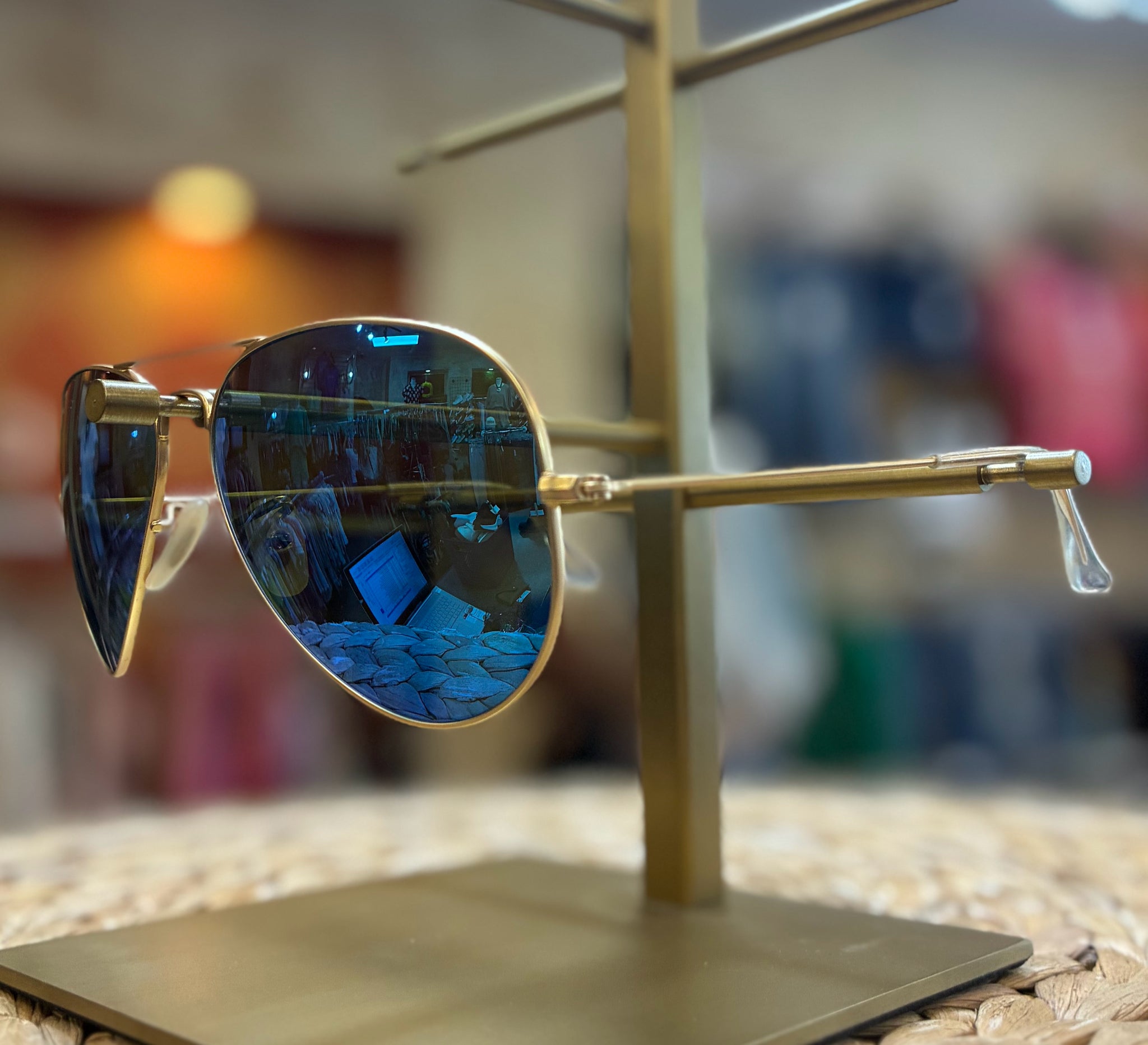 Pre-owned RAY BAN Blue Gold Designer Sunglasses