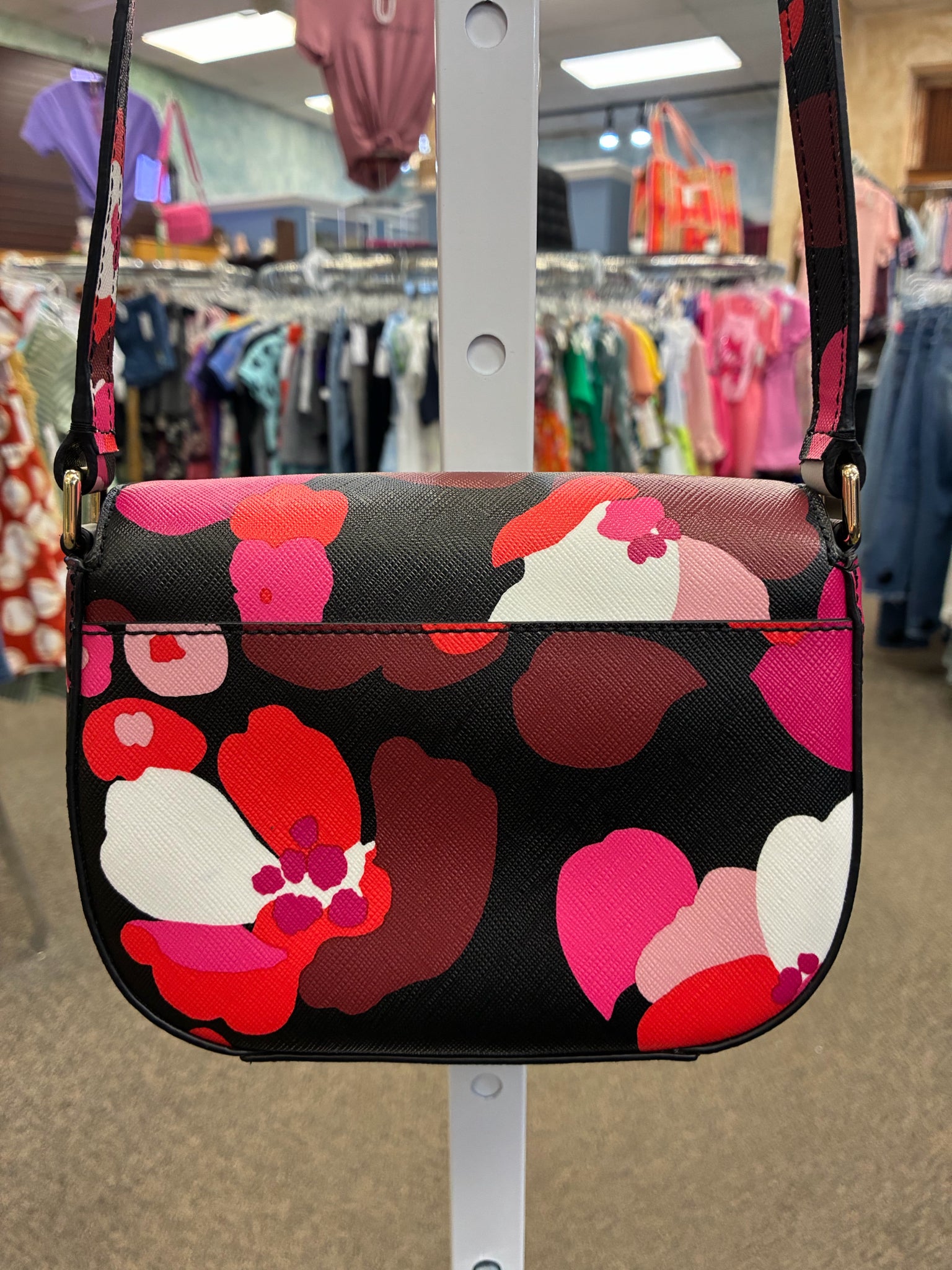 Pre-owned KATE SPADE Black Multi Floral Crossbody Designer Purse