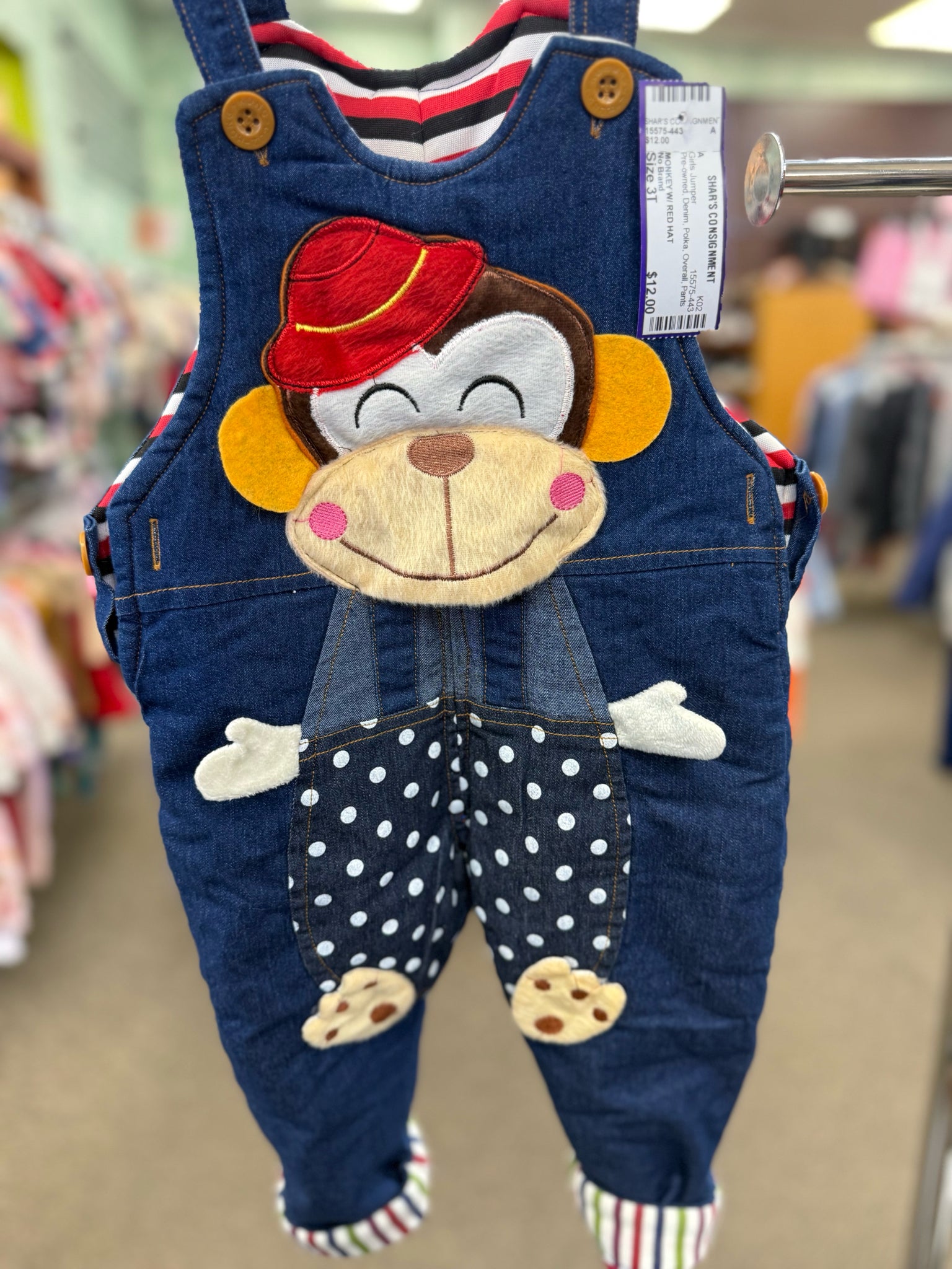 Pre-owned No Brand Denim Polka Size 3T Overall Pants Girls Jumper