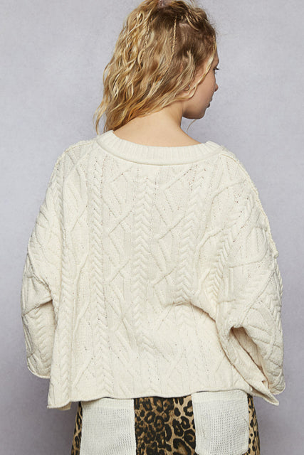 New POL Cream Size S Quarter Sleeve Sweater