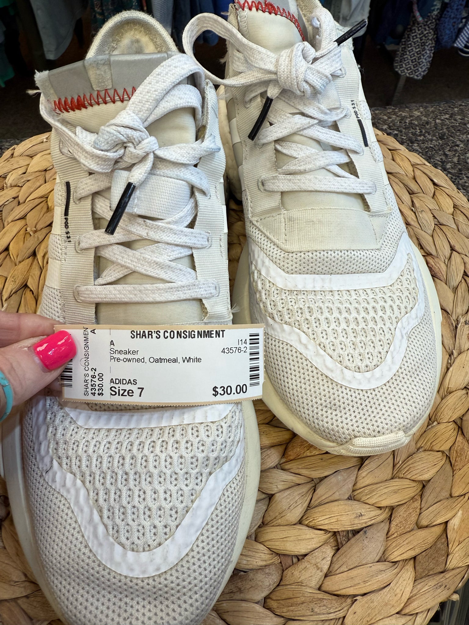Pre-owned ADIDAS Oatmeal White Size 7 Sneaker