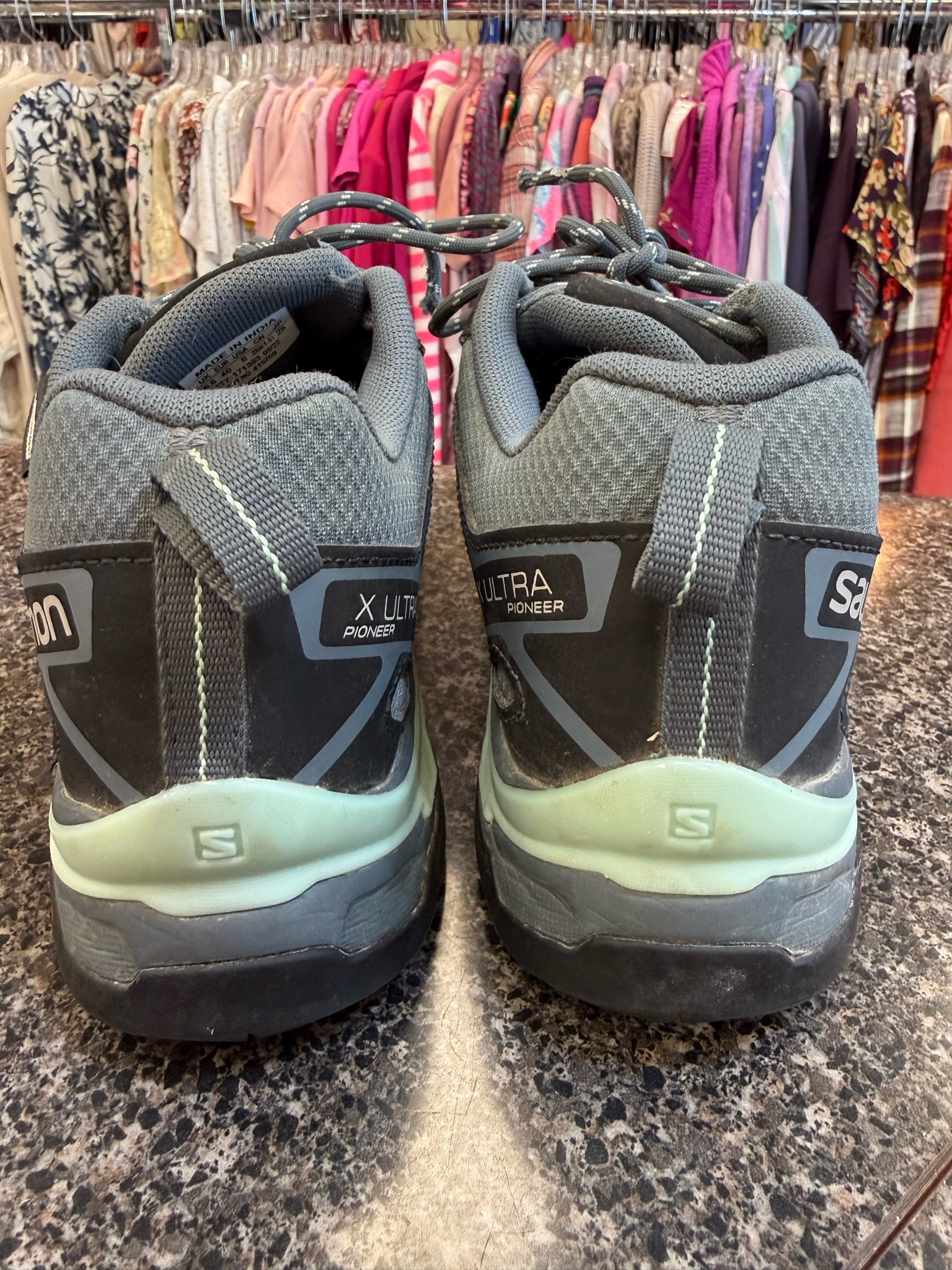 Pre-owned SALOMON Dark teal Black Trim Size 8 Designer Sneaker