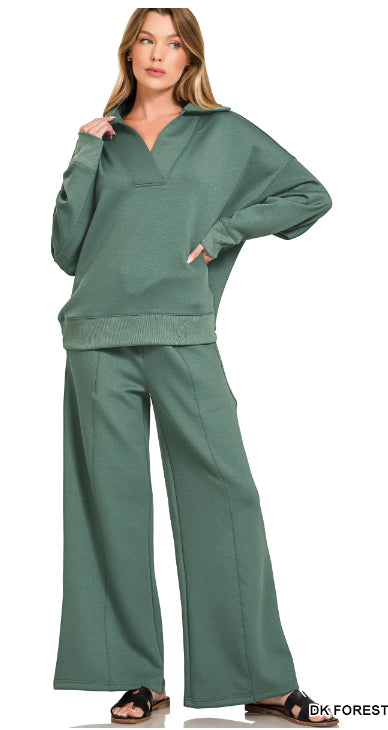 New Zenana Dark green Dr Size S Long Sleeve PantSet