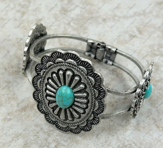 New WESTERN Silver Turquoise Bracelet