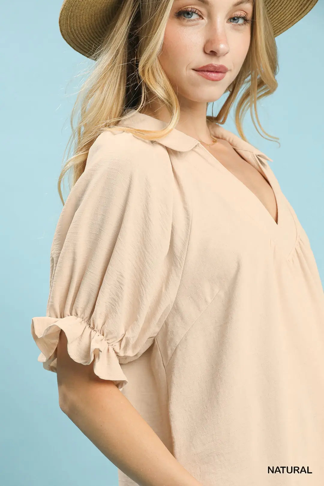 New UMGEE Cream Size: S Short Sleeve Blouse