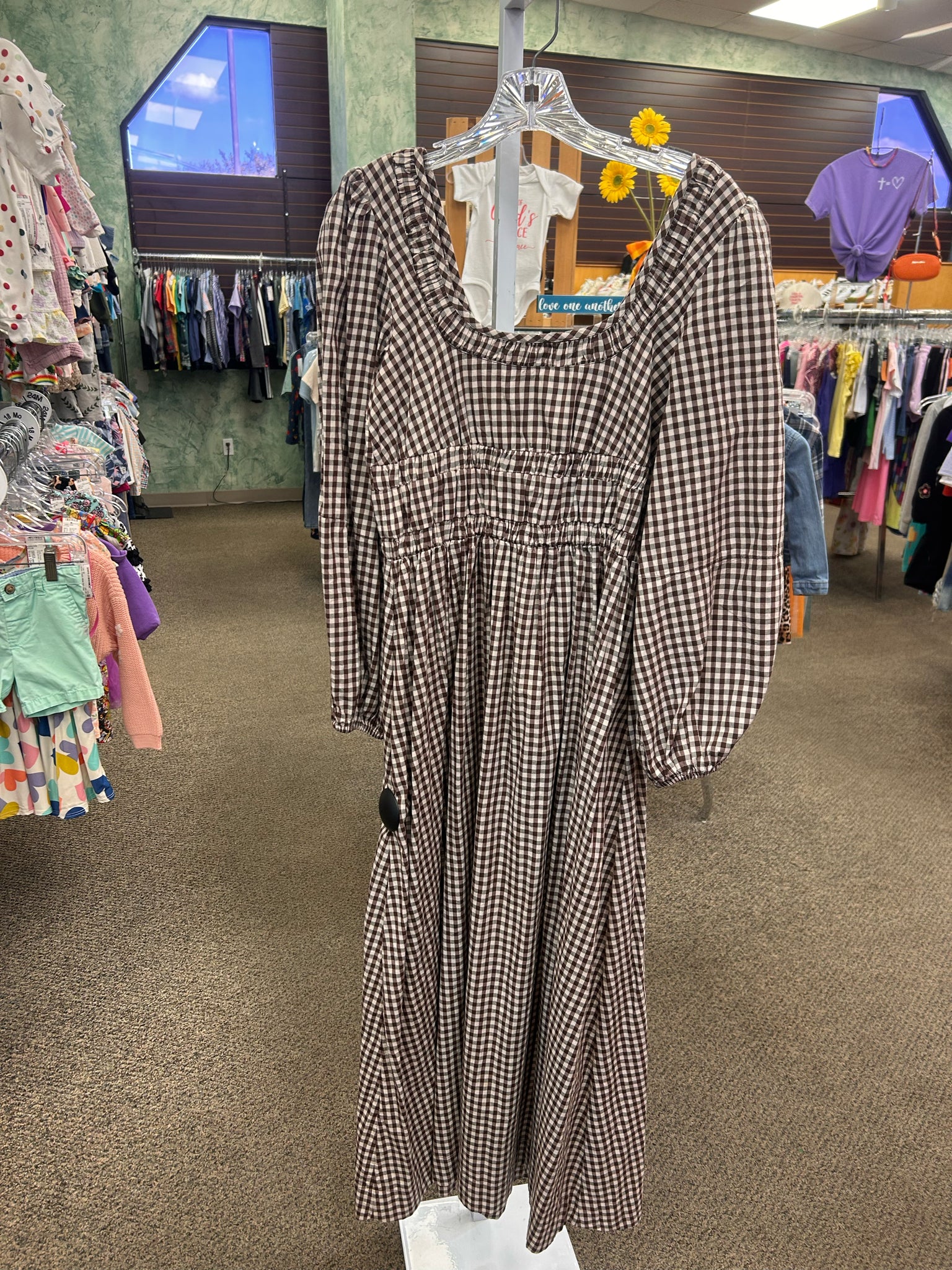 Pre-owned Damson Madder Brown check Cream check Size 10 Designer Dress