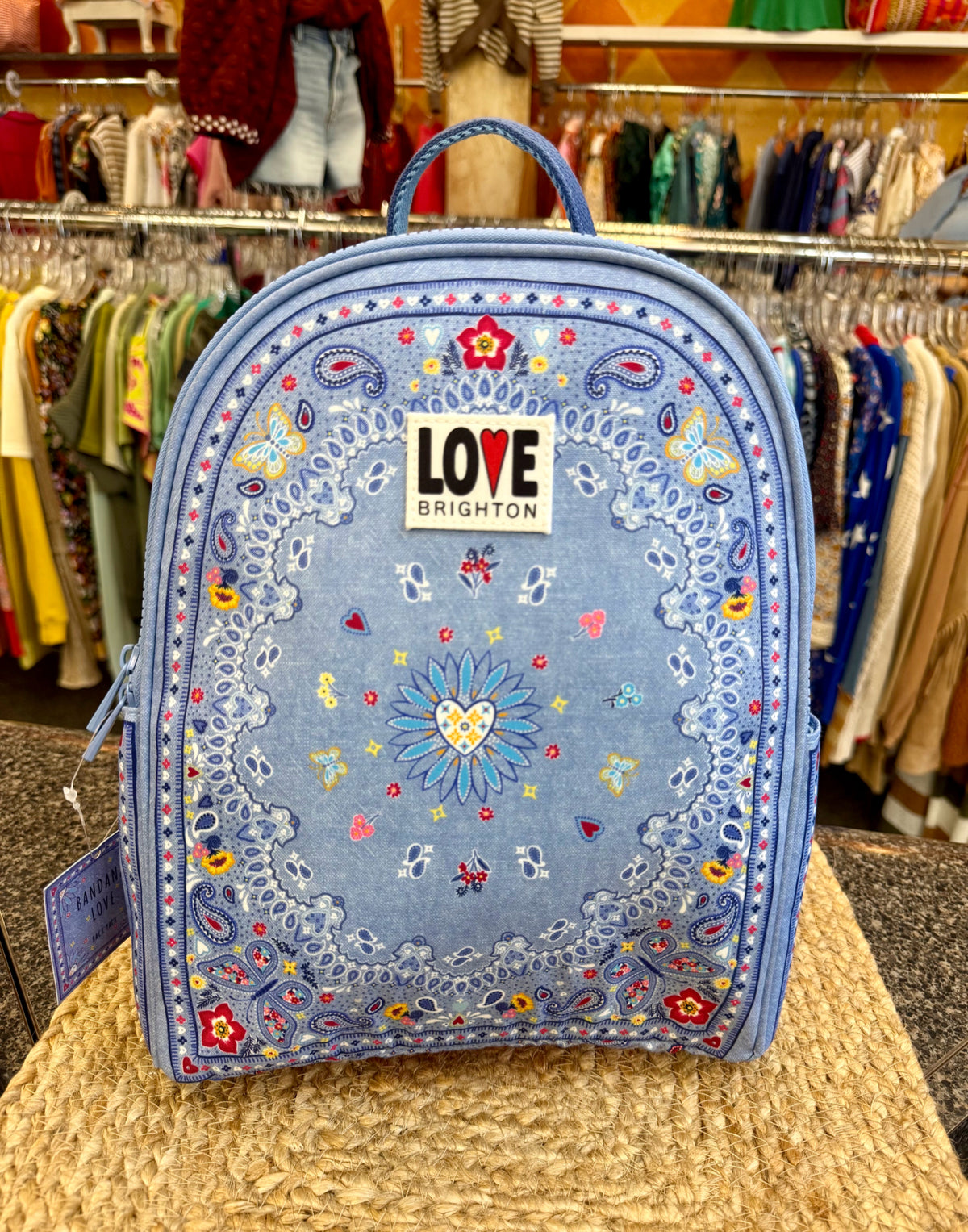 New With Tag BRIGHTON Blue Multi Print S Backpack Purse