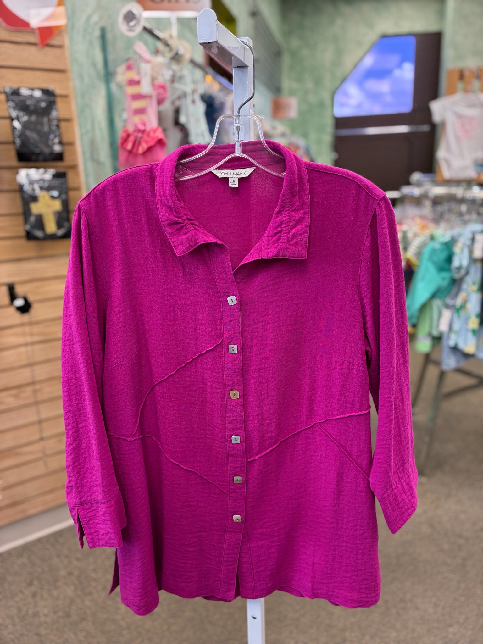 Pre-owned JOHN MARK Fuschia Size: S Long Sleeve Blouse