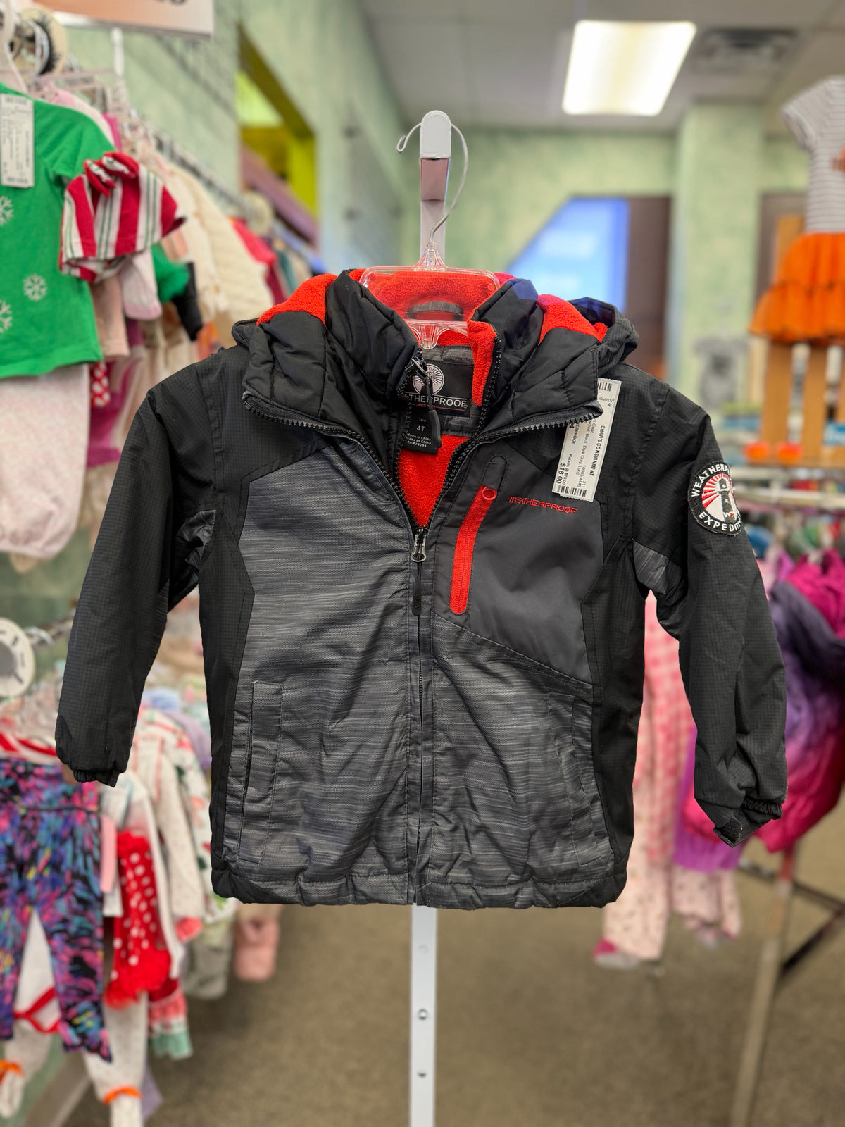 Pre-owned WEATHERPROOF Black Dark Gray C-SIZE 4 Long Sleeve Boys Coat