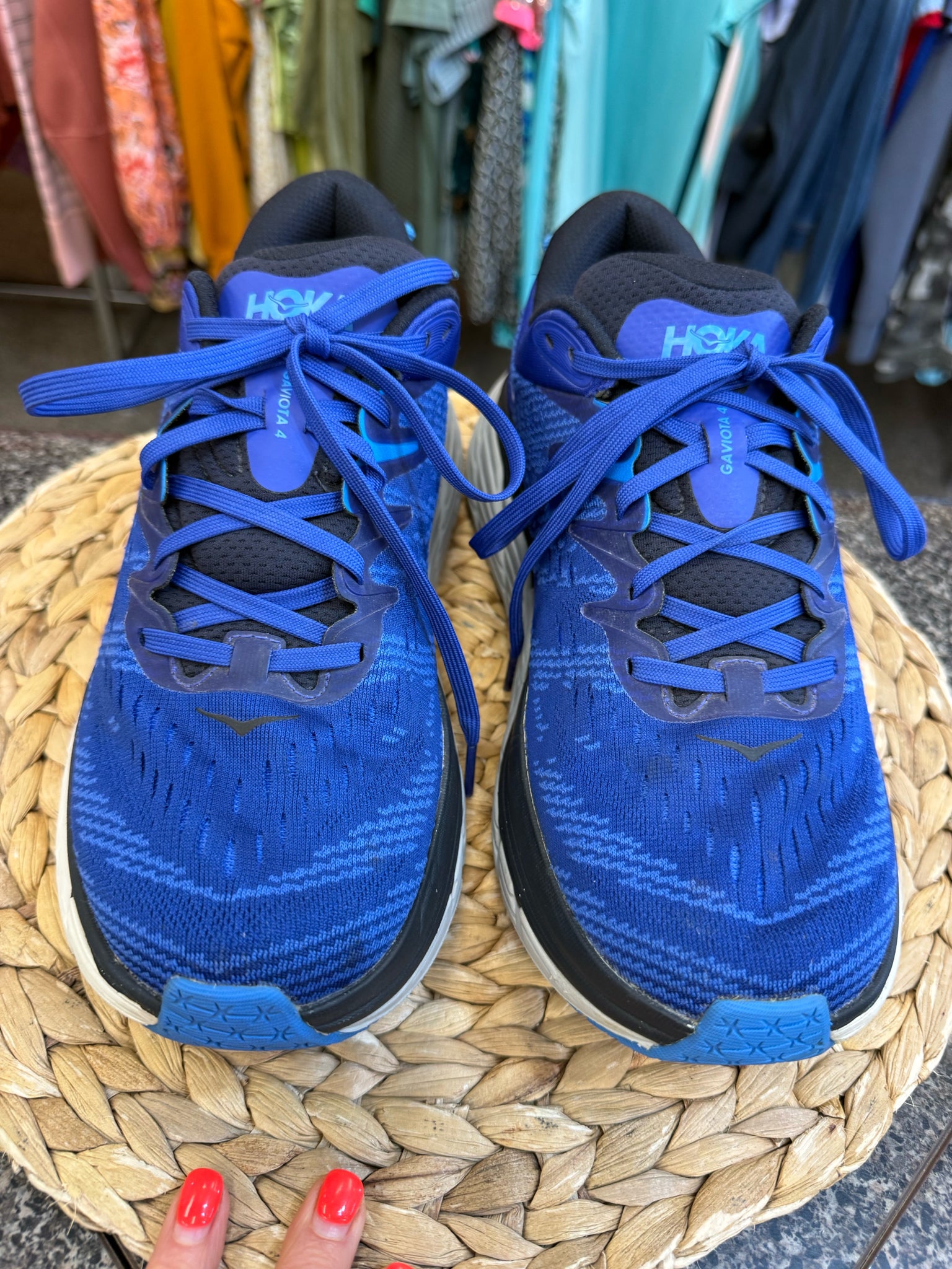 Pre-owned HOKA Bright blue Black Trim SHOE SIZE 9 MENS Designer Sneaker