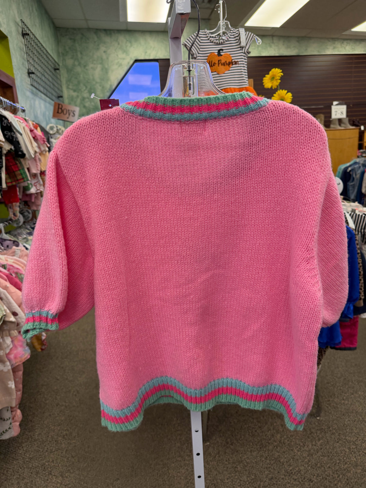Pre-owned BIBI Pink Multi Color Size XL Quarter Sleeve Sweater
