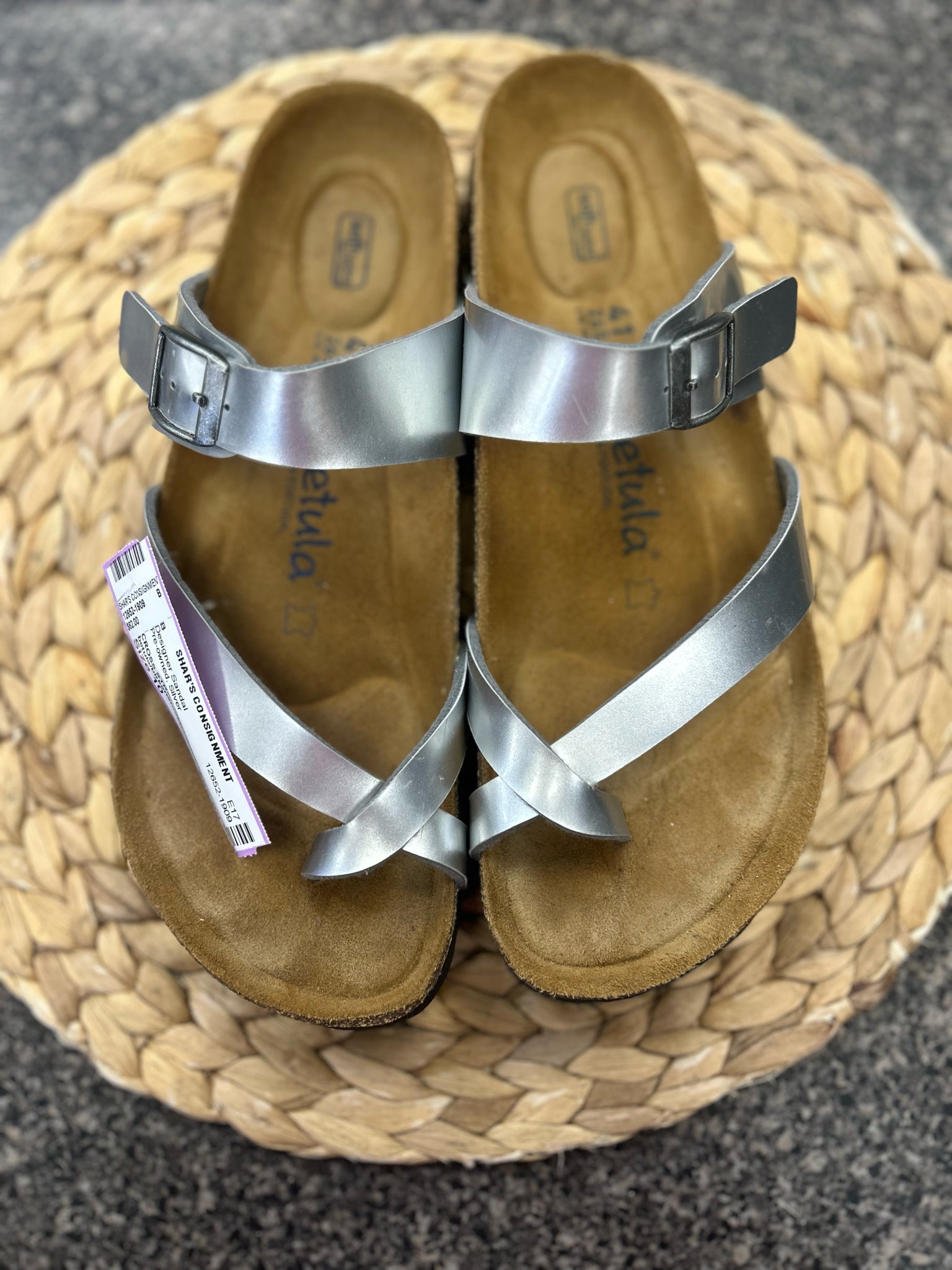 Pre-owned betula/birkenstocks Silver Size 10 Designer Sandal