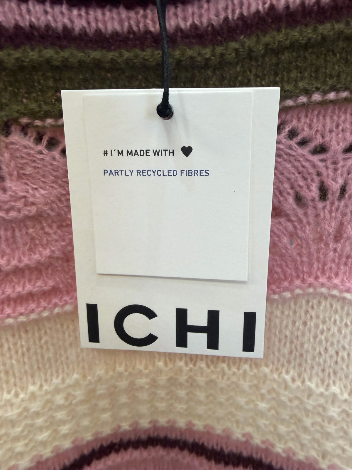 New with Tag ICHI Dark purple Pink Stripe Size: M Long Sleeve Designer Sweater