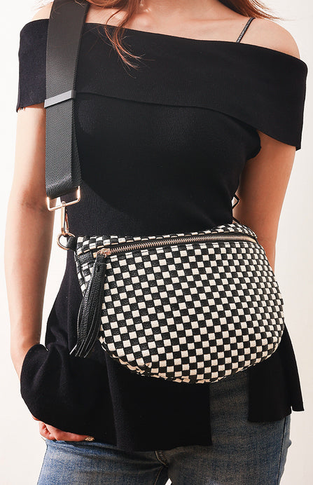 New Zenana Black check M Crossbody Purse