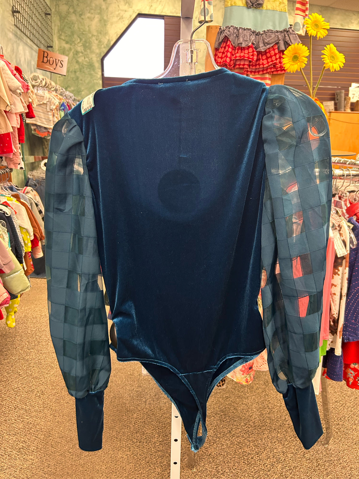 New with Tag UMGEE Teal Check Size: M Long Sleeve Bodysuit