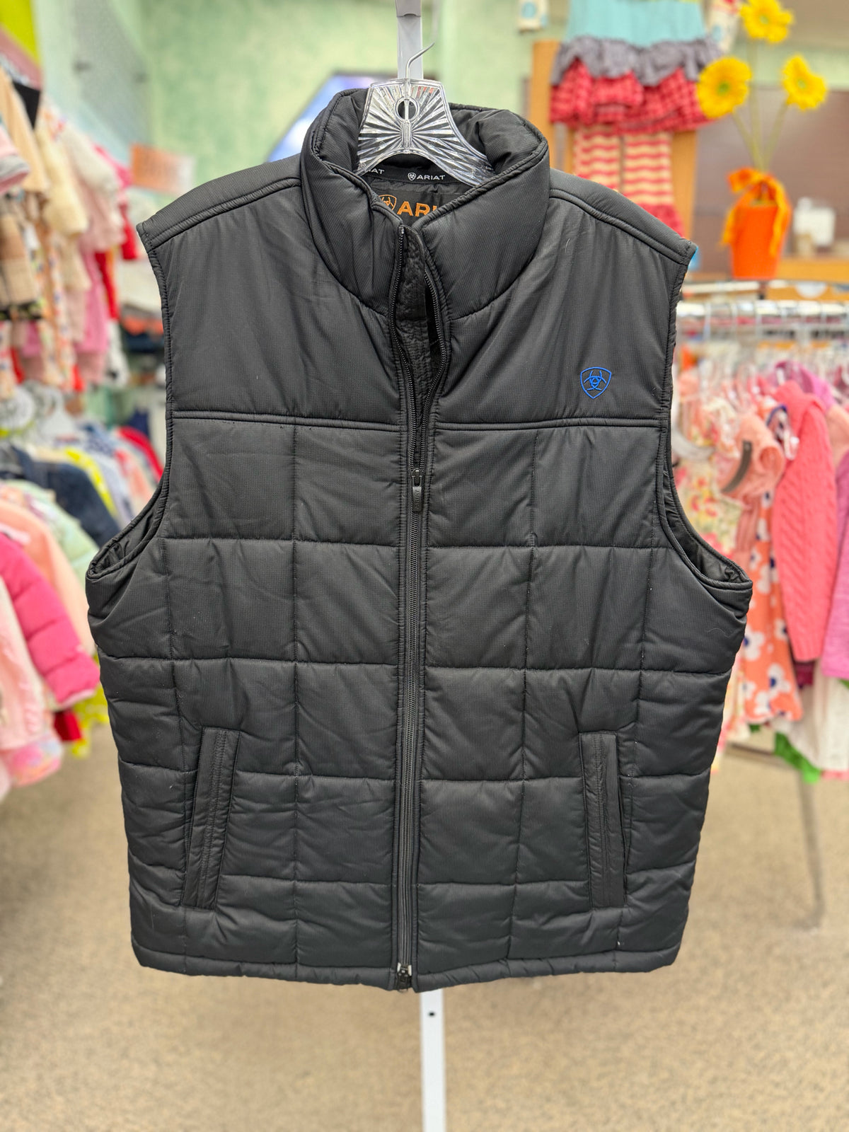 Pre-owned ARIAT Black Blue Men Size L MENS Designer Vest