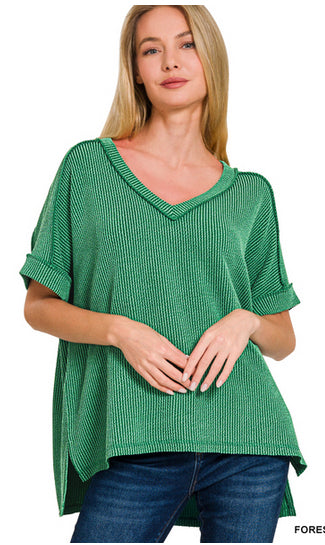 New Zenana Green Size M/L Short Sleeve Blouse