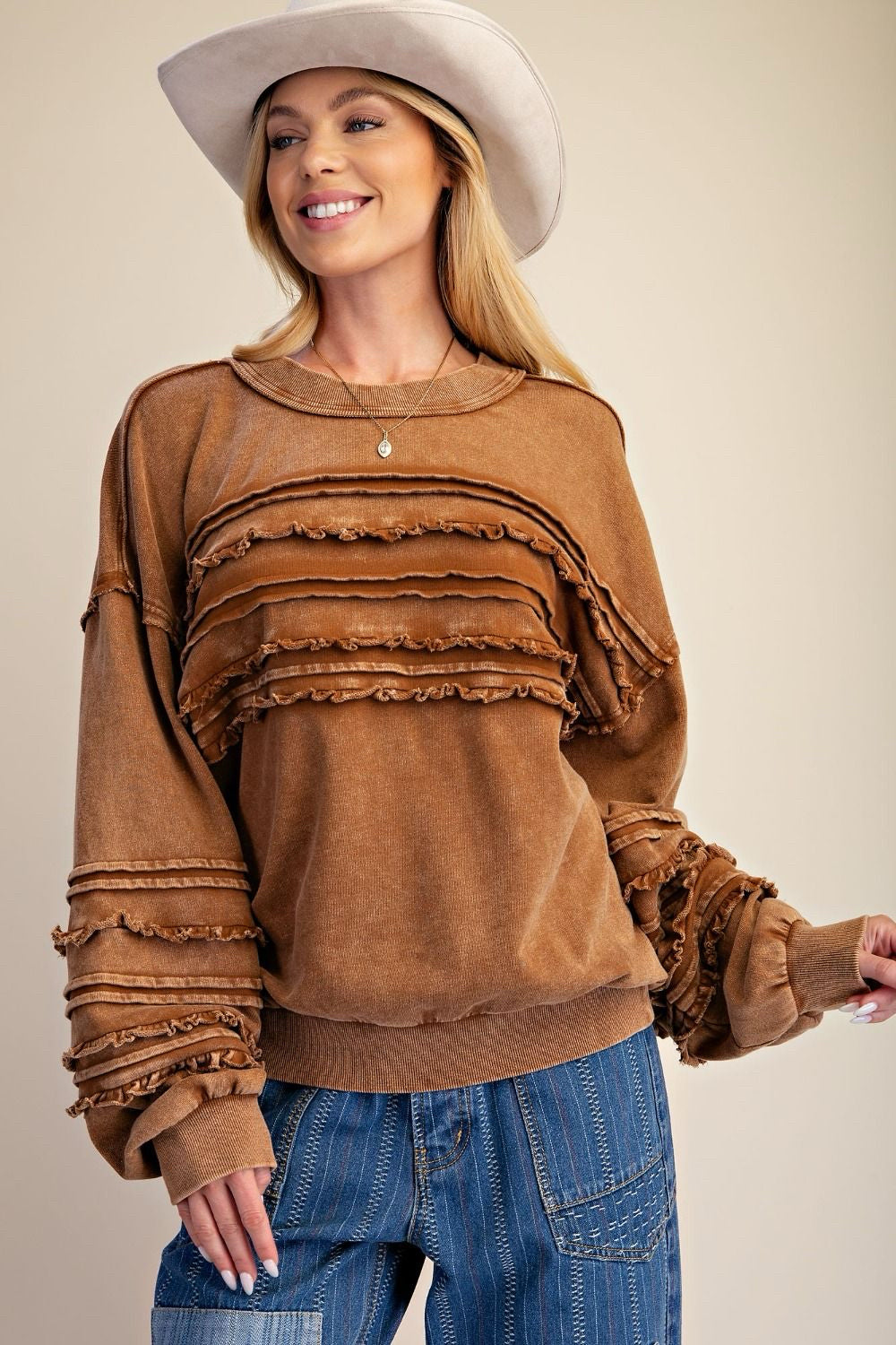New EASEL Brown Size S Long Sleeve Sweatshirt