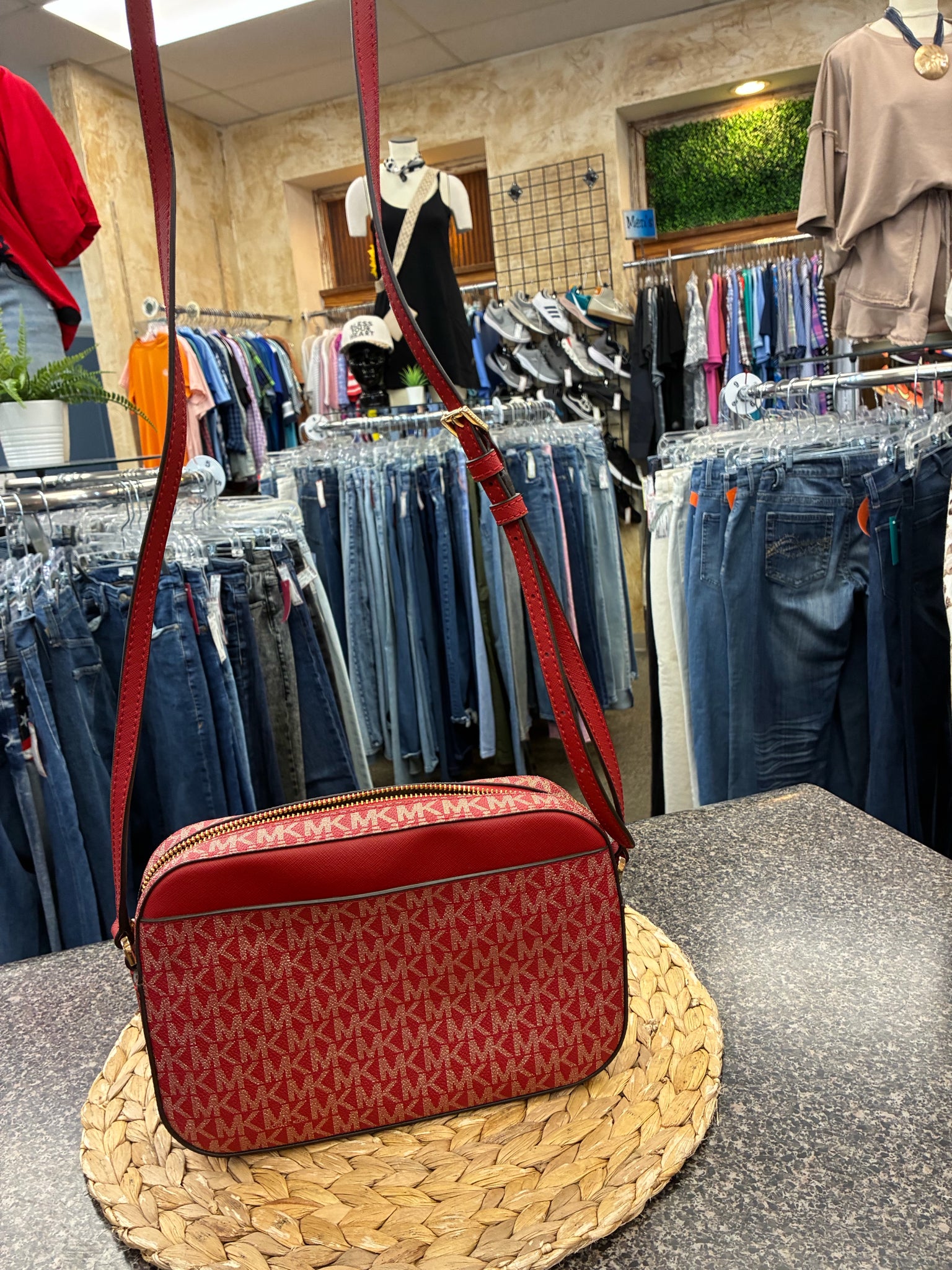 Pre-owned MICHAEL KORS Red Gold Shoulder Designer Purse