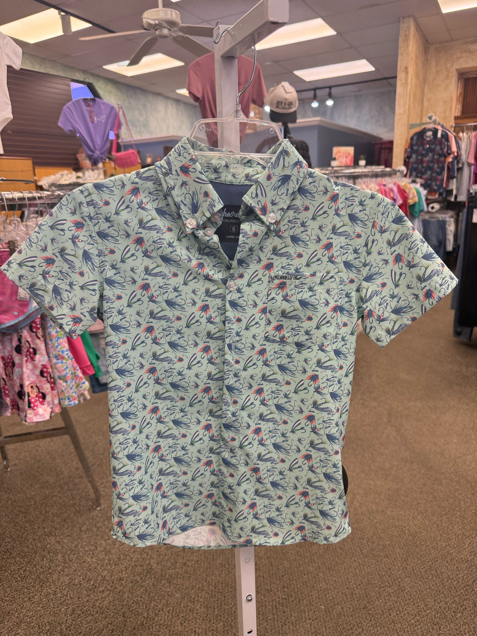 Pre-owned Properly Tied Light blue Blue Print C-SIZE 6 Short Sleeve Boys Top
