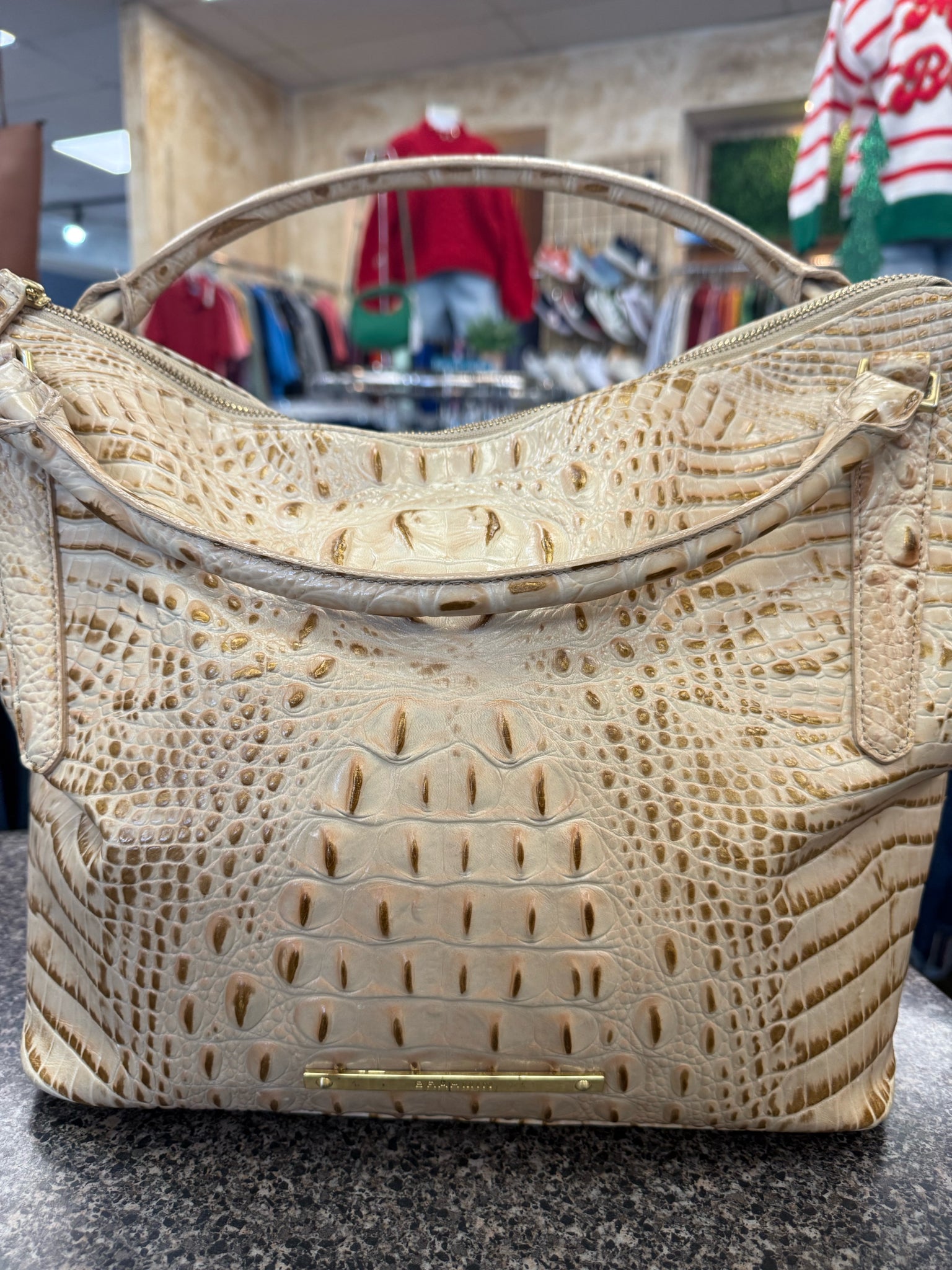 Pre-owned BRAHMIN Off white Animal Crossbody Designer Purse