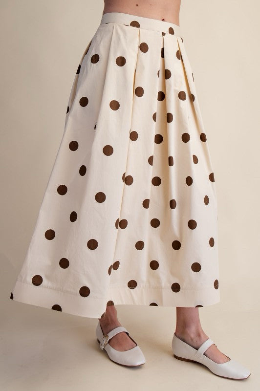 New GLAM Cream Brown Polka Size Small Skirt
