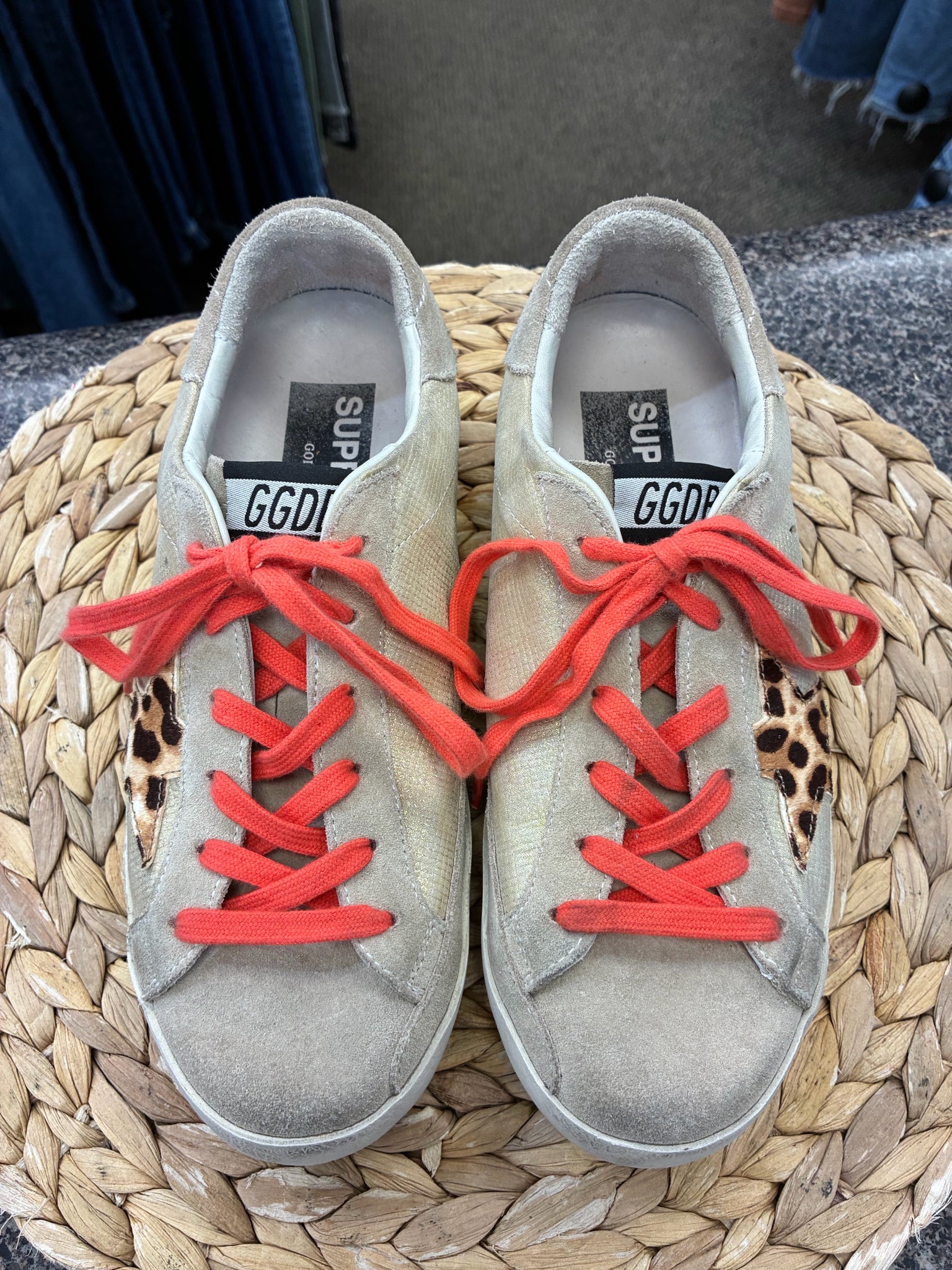 Pre-owned Golden Goose Tan Coral Trim Size 6.5 Designer Sneaker