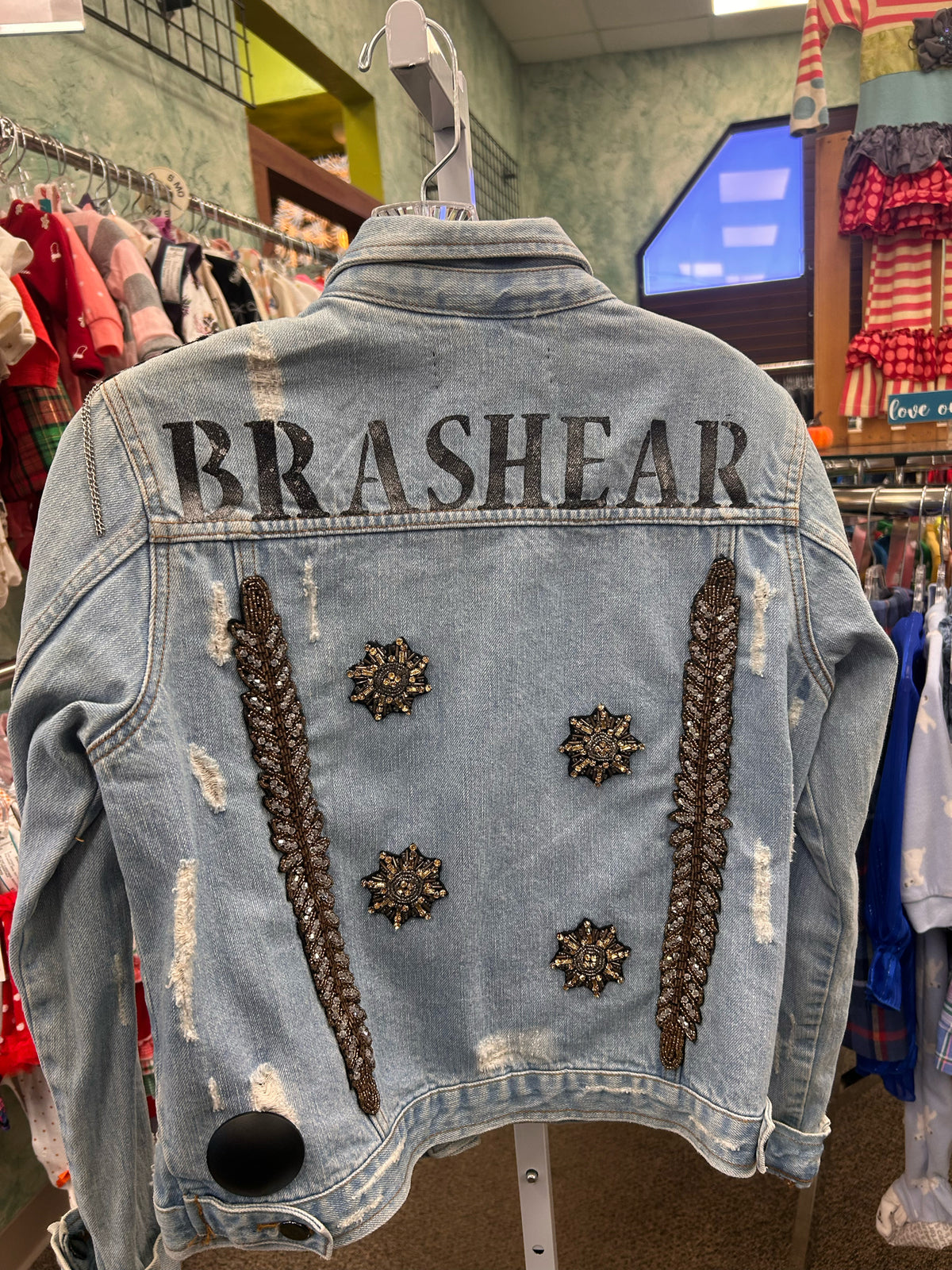 Pre-owned LECMOST & LOLA Light Denim Bronze Trim Size M Long Sleeve Denim Jacket