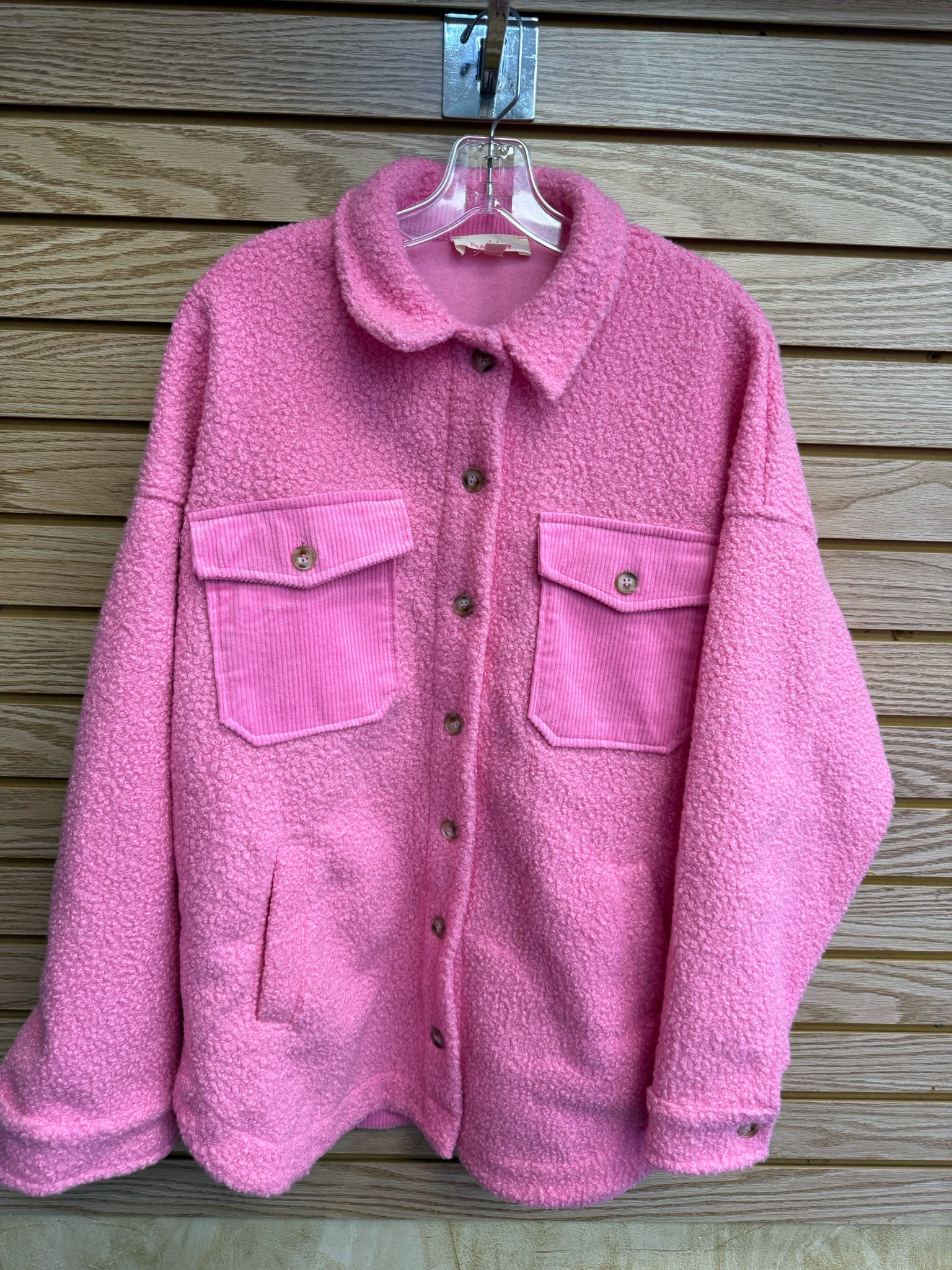 Pre-owned PEACH LOVE Pink Sequin Size M Long Sleeve Shacket