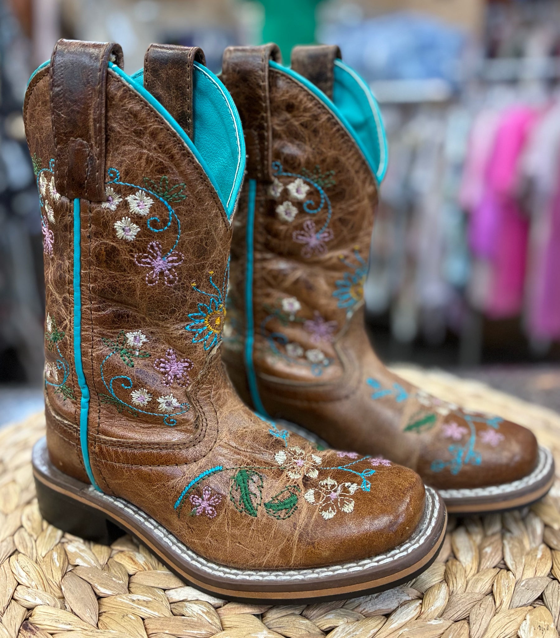 Pre-owned Smoky Mountain Bronze Multi Floral Shoe Size 9 Girls Boot