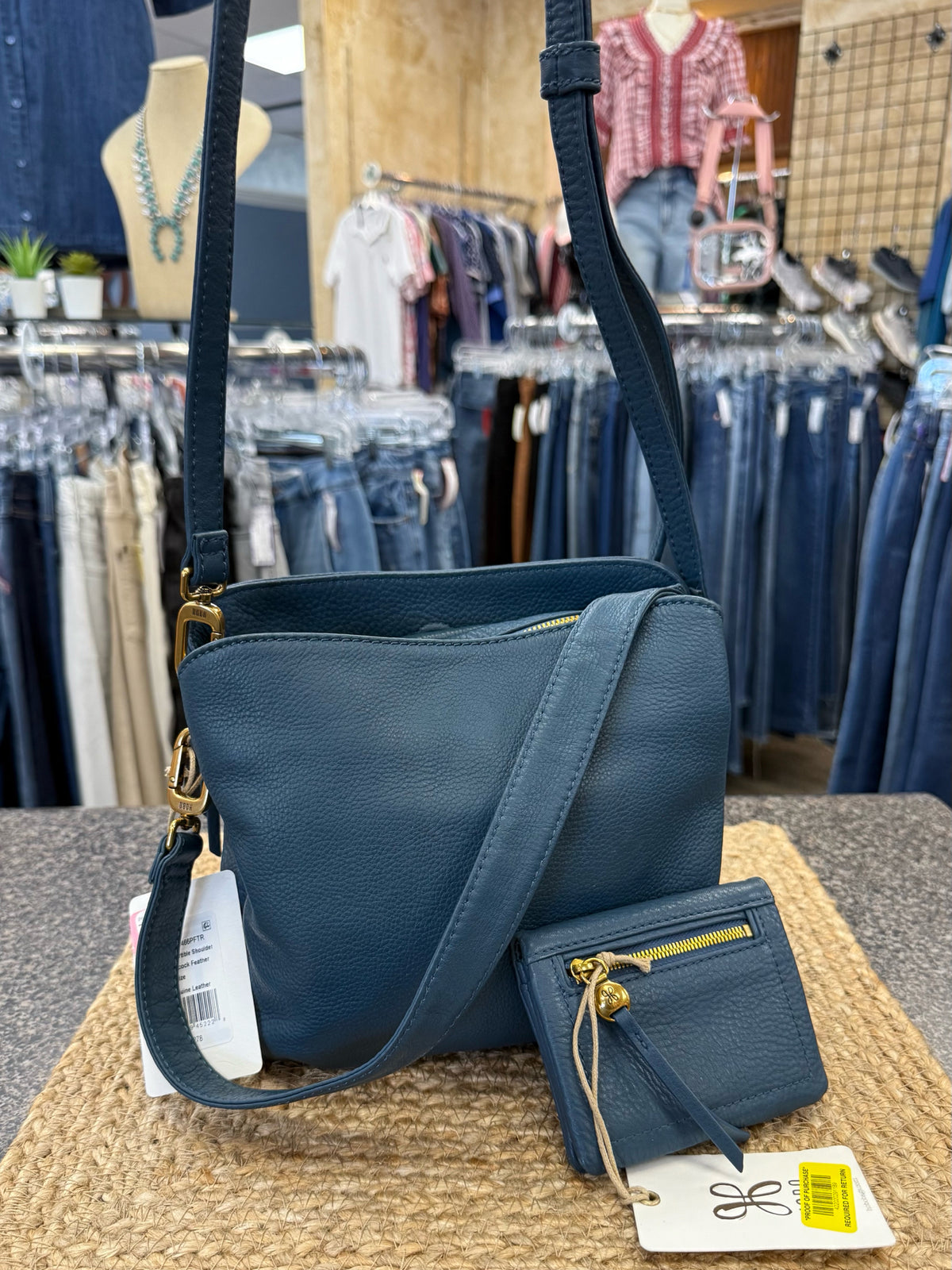 Pre-owned HOBO Dark teal Gold Trim Designer Purse Set