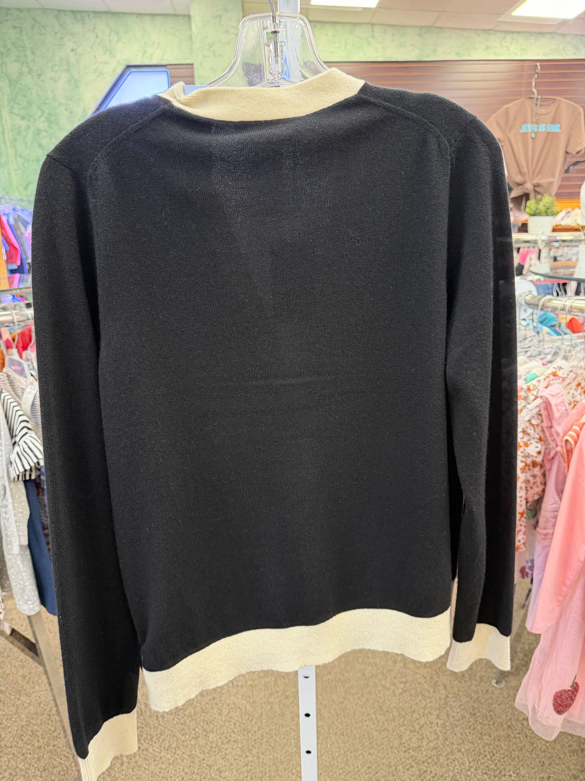 Pre-owned TORY BURCH Black Cream Size: M Long Sleeve Designer Sweater