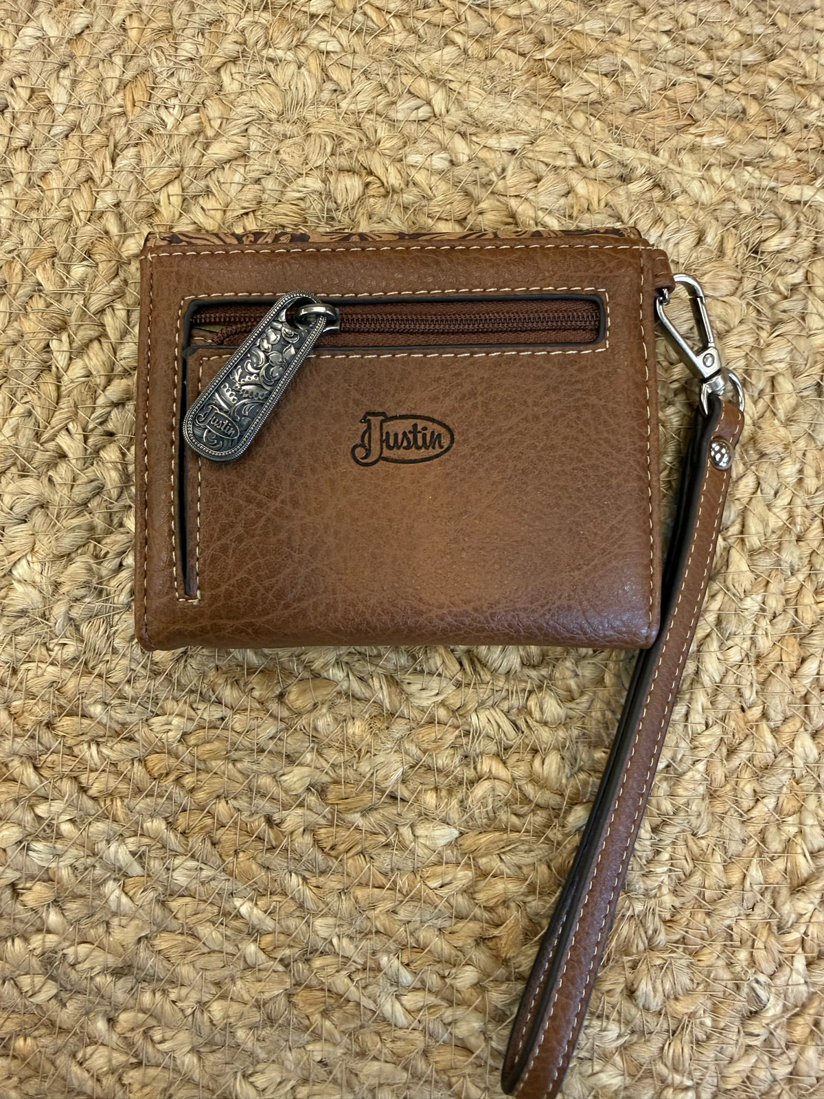 New with Tag JUSTIN Dark brown Light Brown Trim WALLET SIZE Small Wallet