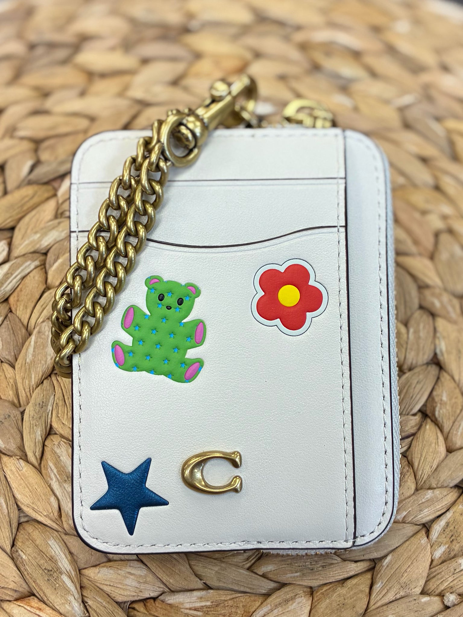 New Without Tag COACH White Multi Trim WALLET SIZE Small Designer Wallet