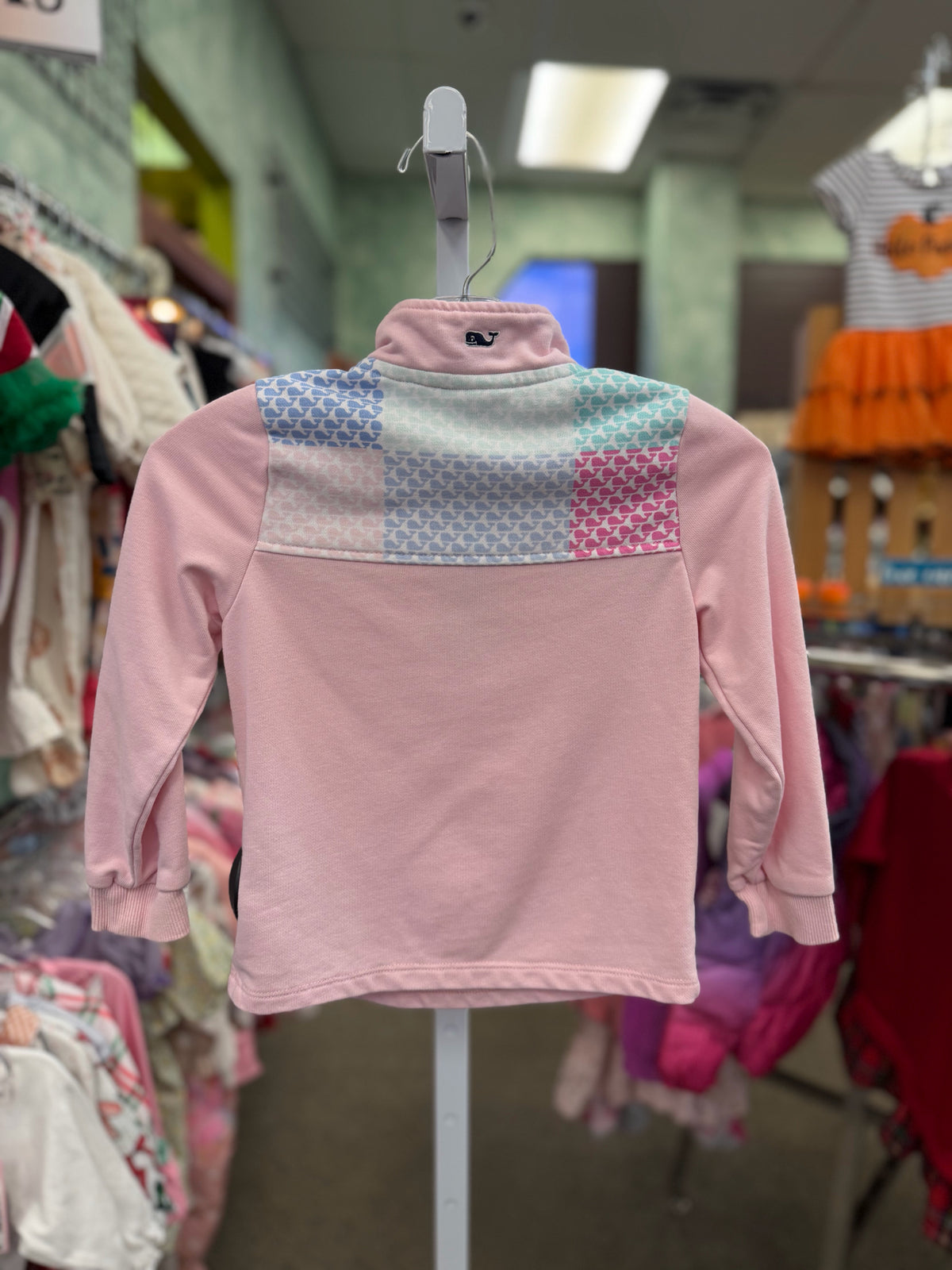 Pre-owned VINEYARD VINES Pink Blue Print Size 3T Long Sleeve Girls Pullover