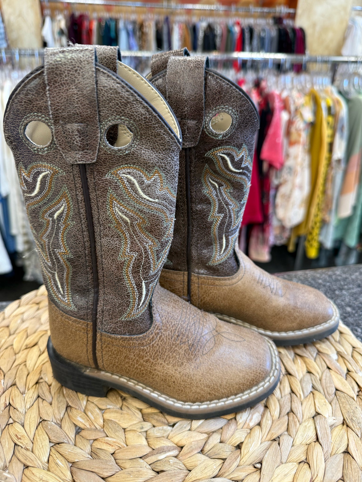 Pre-owned OLD WEST Tan Brown C-SIZE 9 Boys Boots