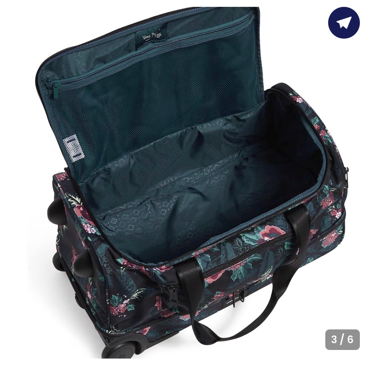 Pre-owned VERA BRADLEY Black floral Dark Teal Designer Purse