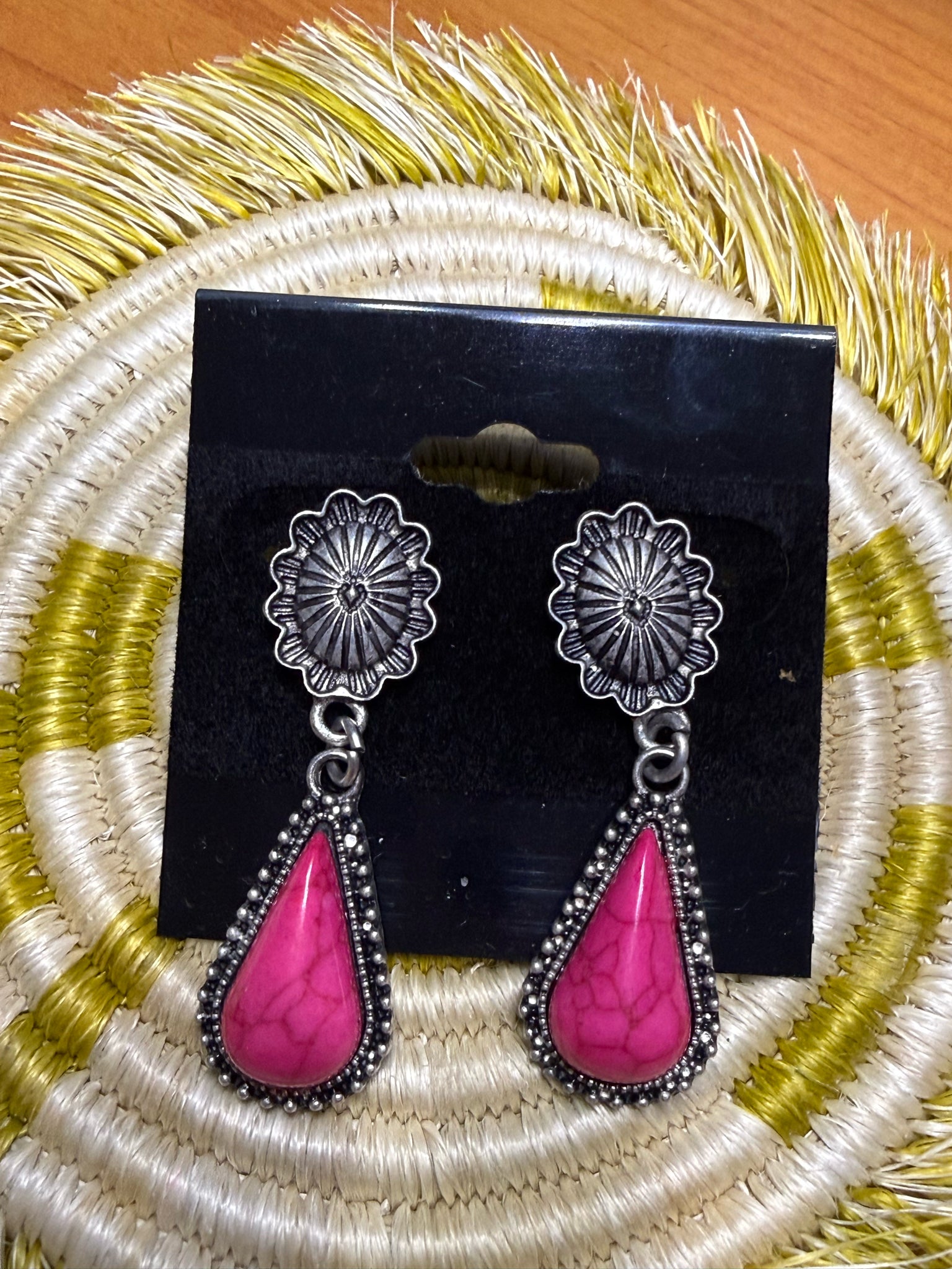 New WESTERN Pink Silver Earring