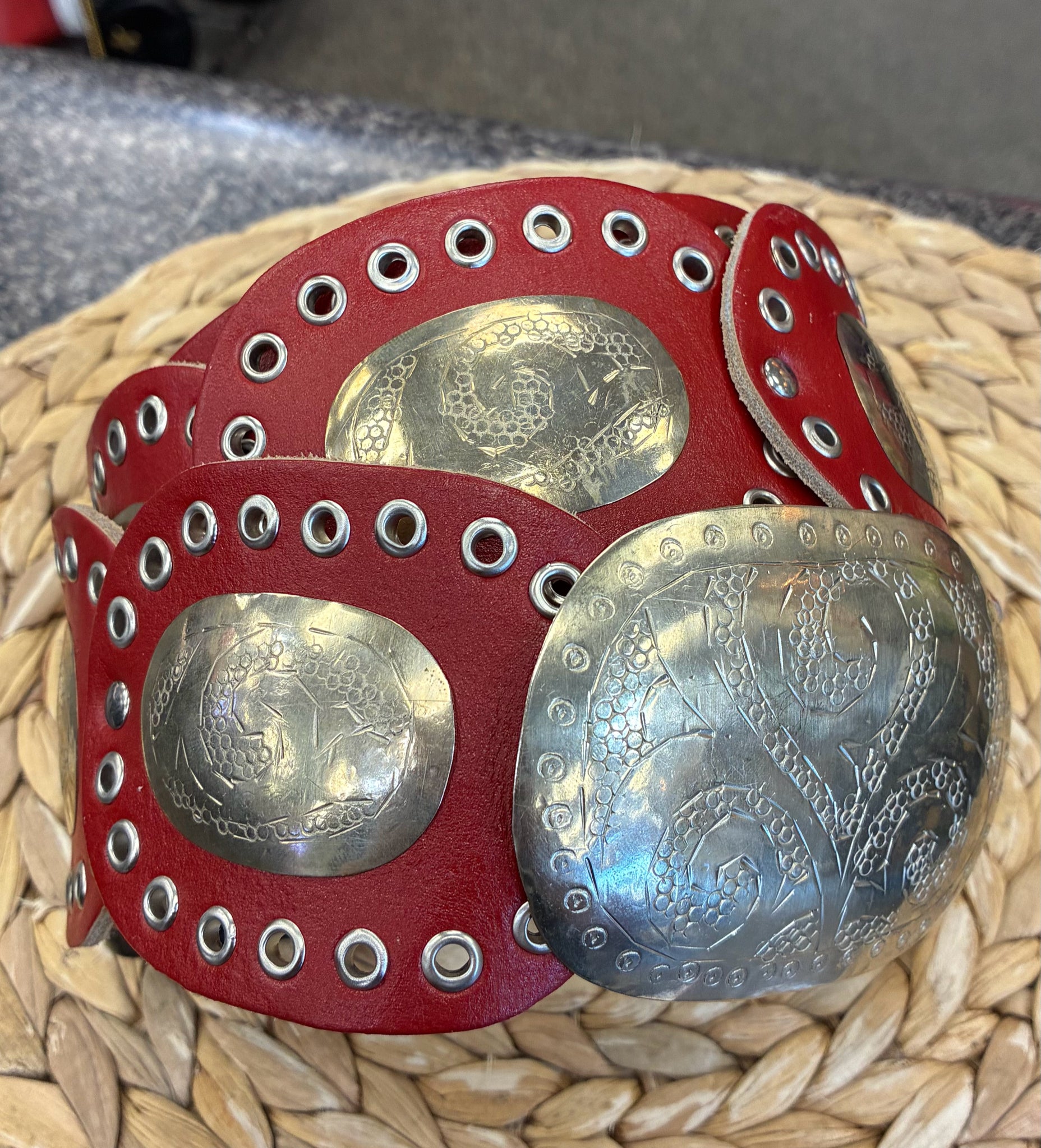 Pre-owned Z&L Red Silver Size: L Designer Belt