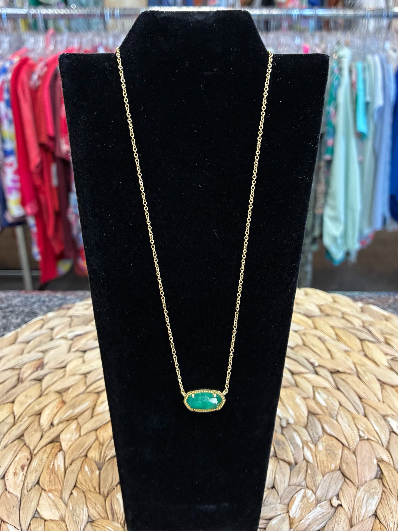 New KENDRA SCOTT Gold Green Designer Necklace