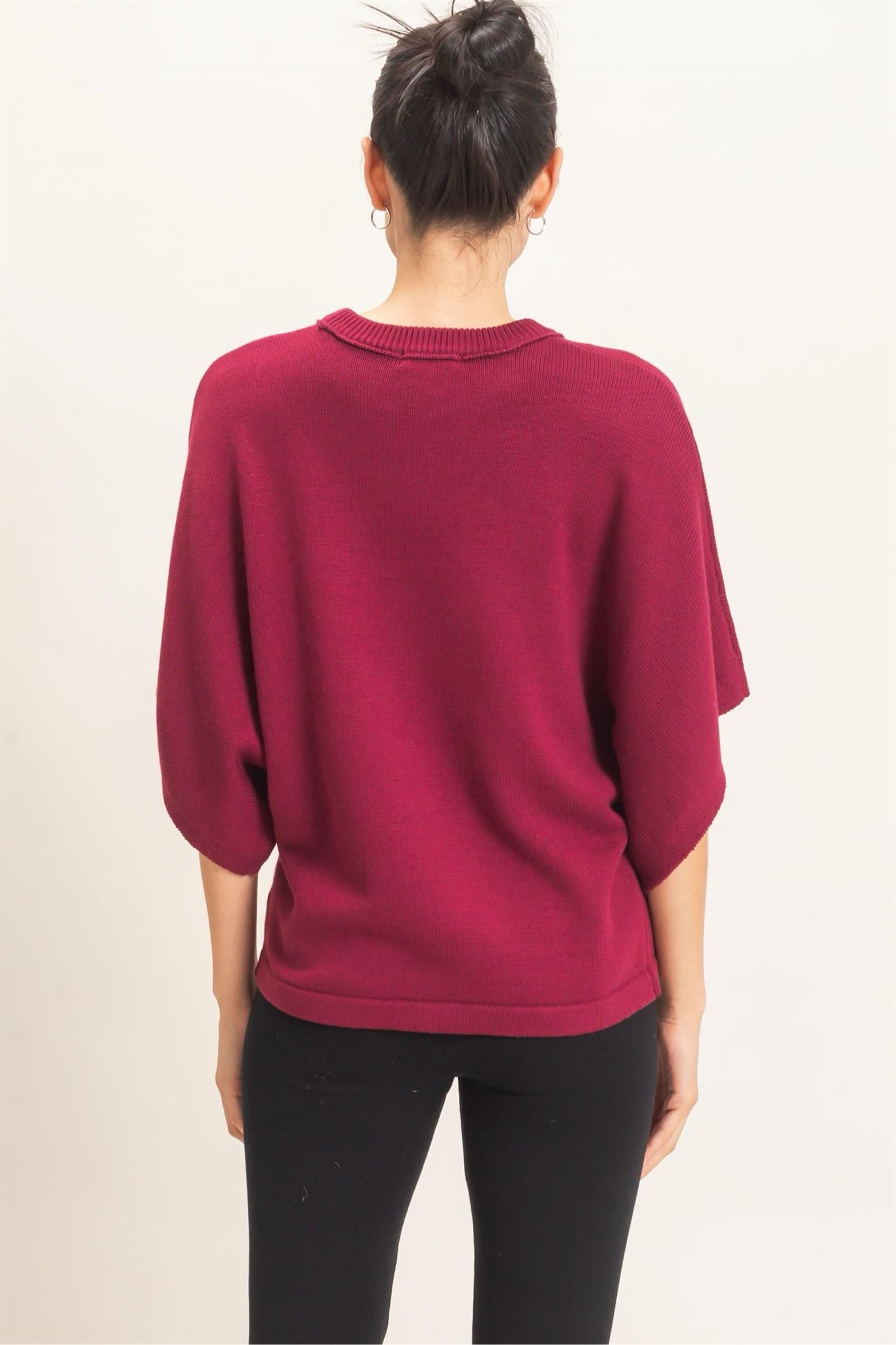 New HYFVE Wine Size S Short Sleeve Sweater