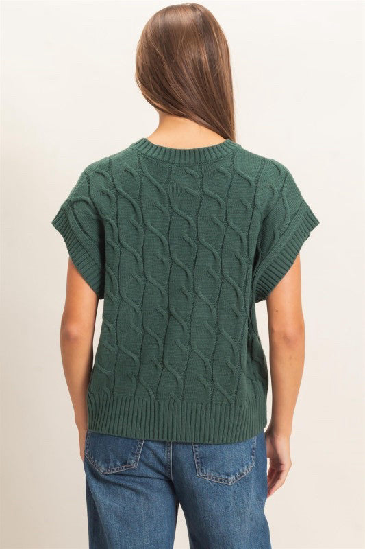 New DOUBLE ZERO Dark green Size S Cap Sleeve Sweater