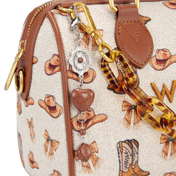 New WRANGLER Cream Brown Print M Crossbody Purse